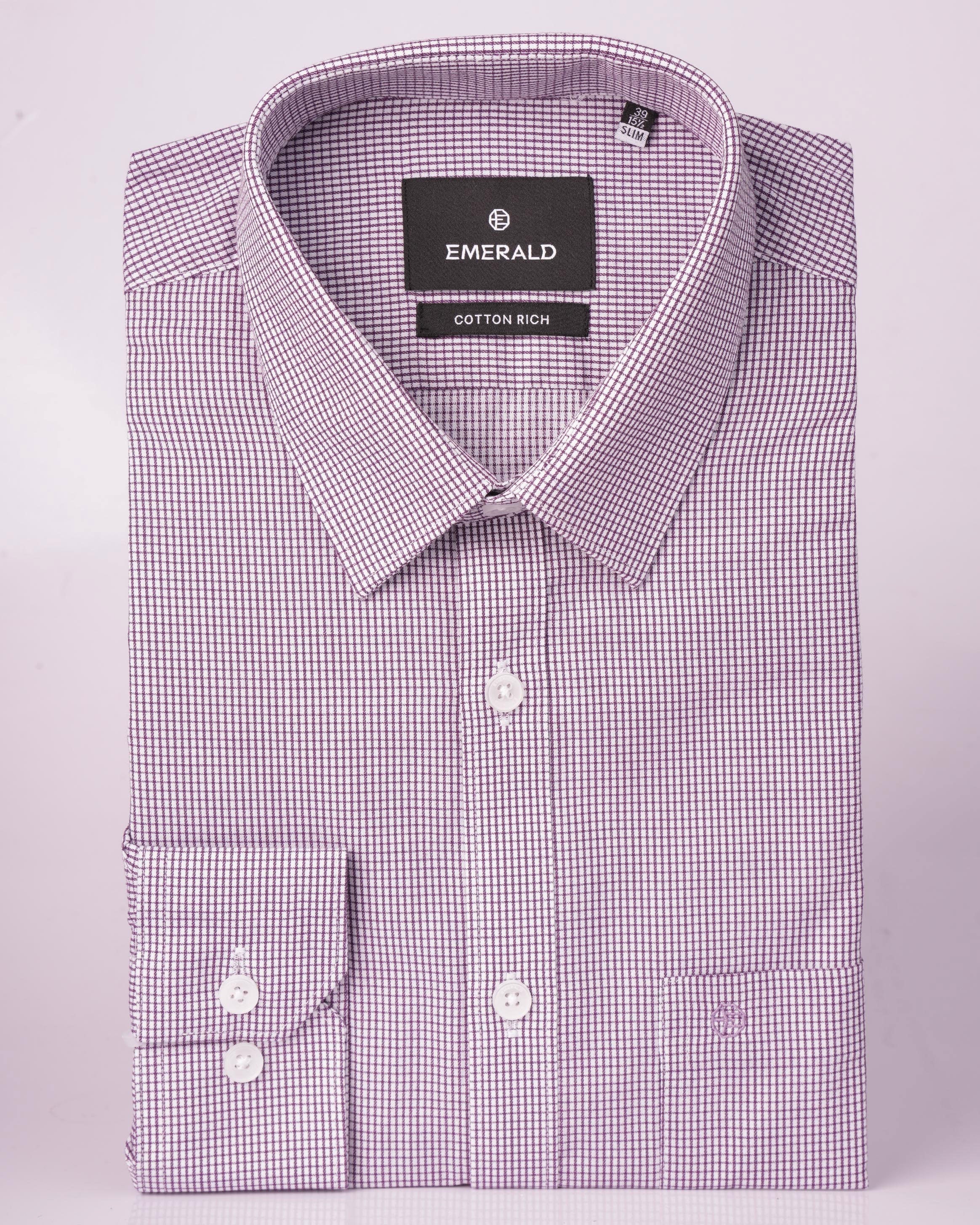 Emerald Formal Checks Slim Fit - Deep Lavender