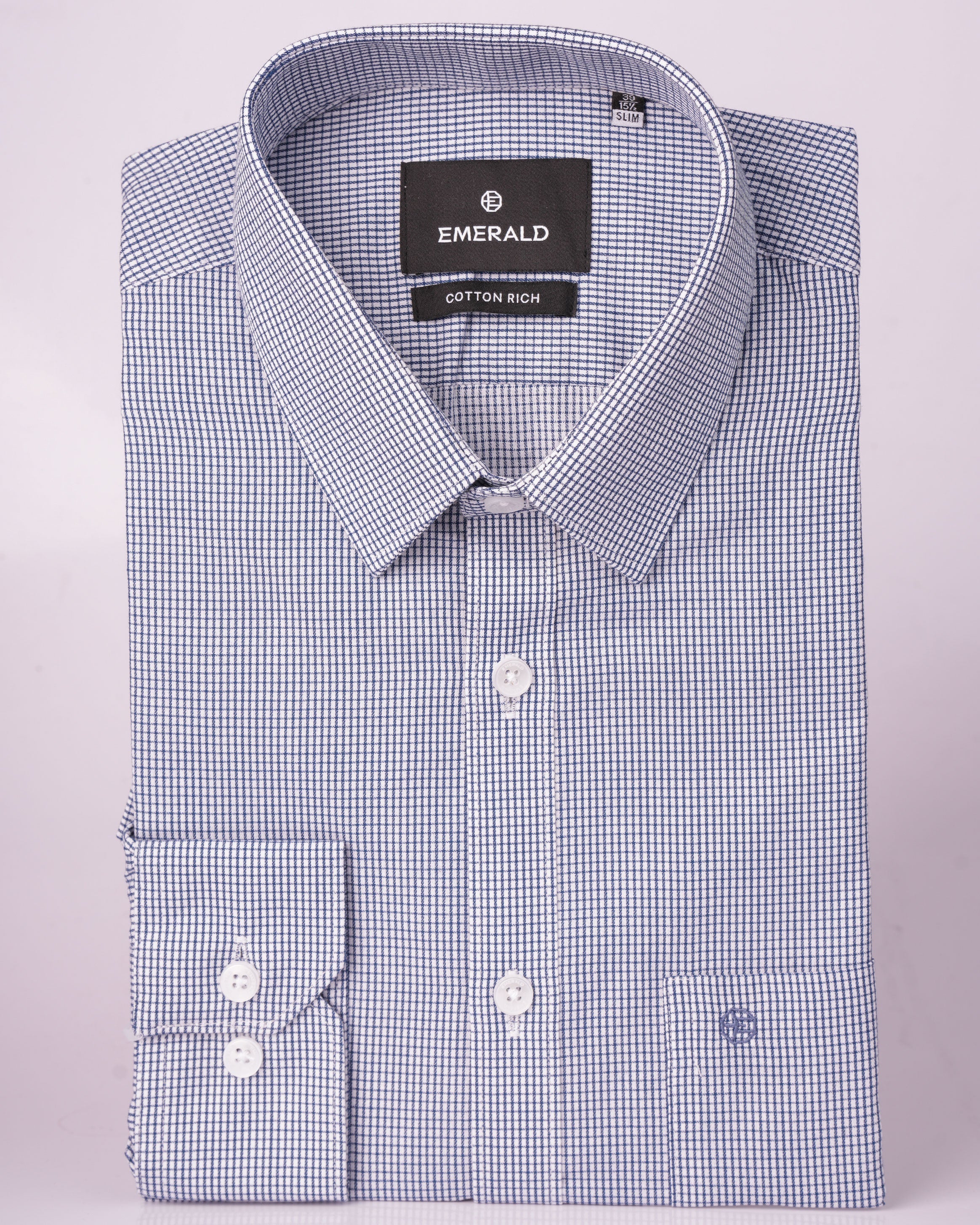 Emerald Formal Checks Slim Fit - Princess Blue