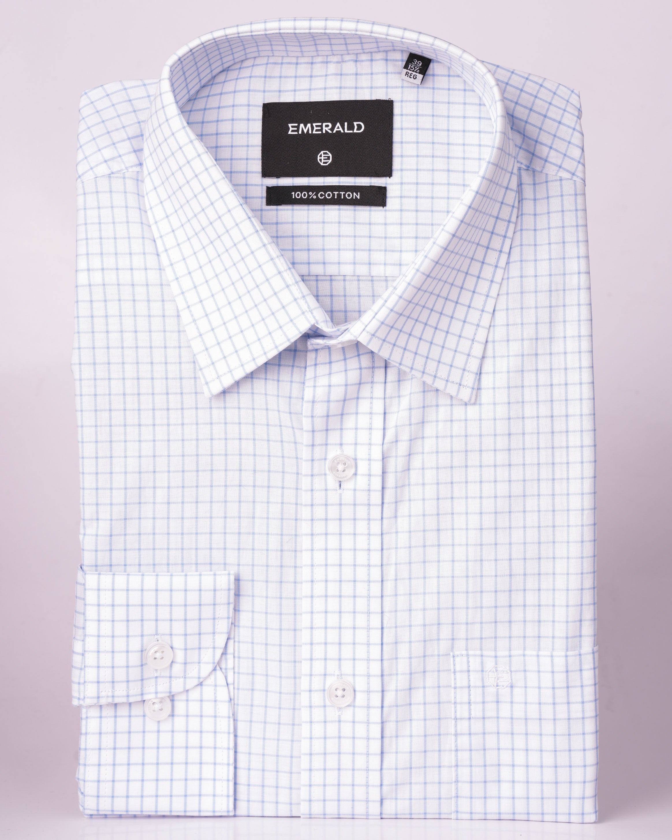 Emerald Formal Checks Regular Fit - Baby Blue