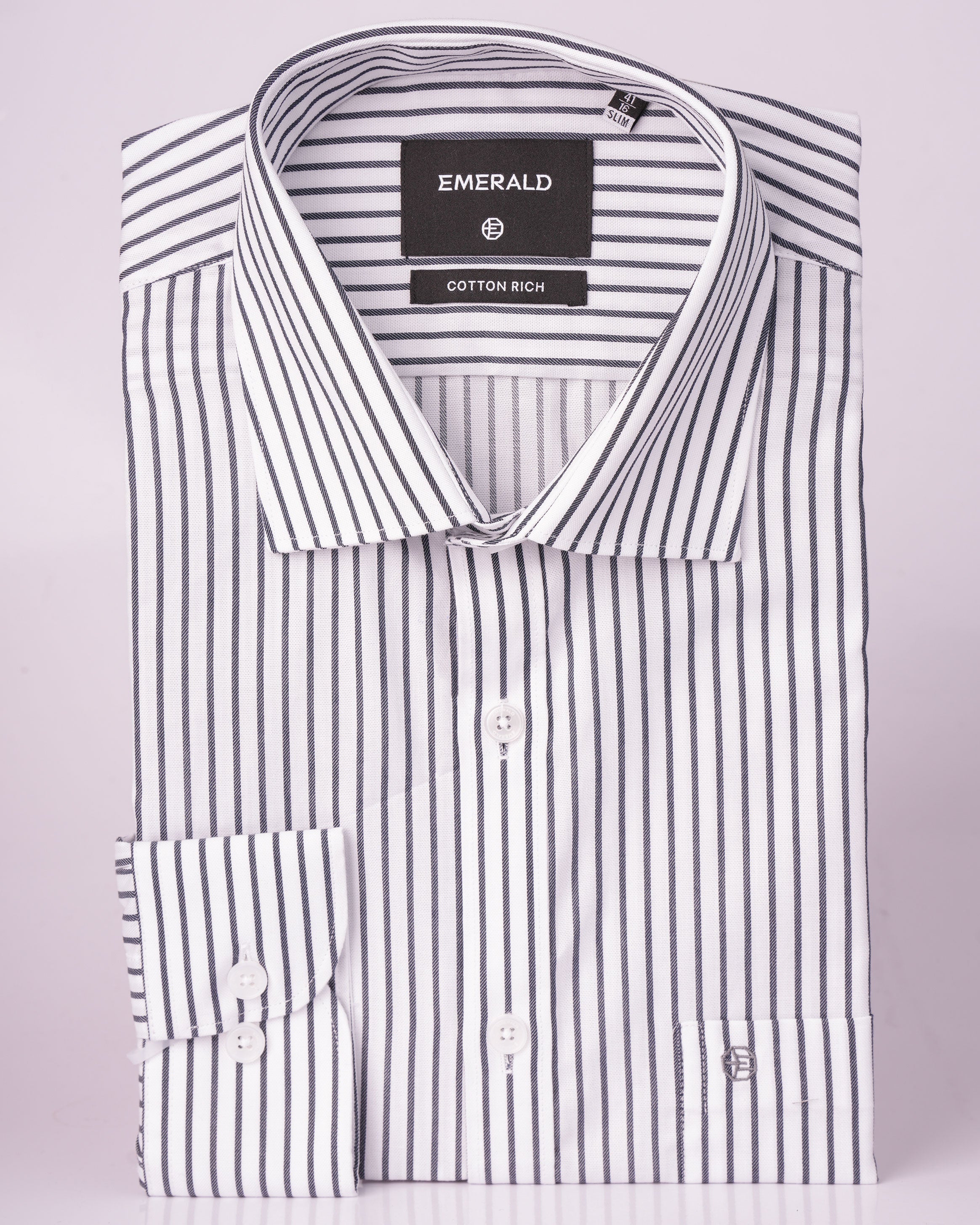 Emerald Formal Stripe Slim Fit - Black