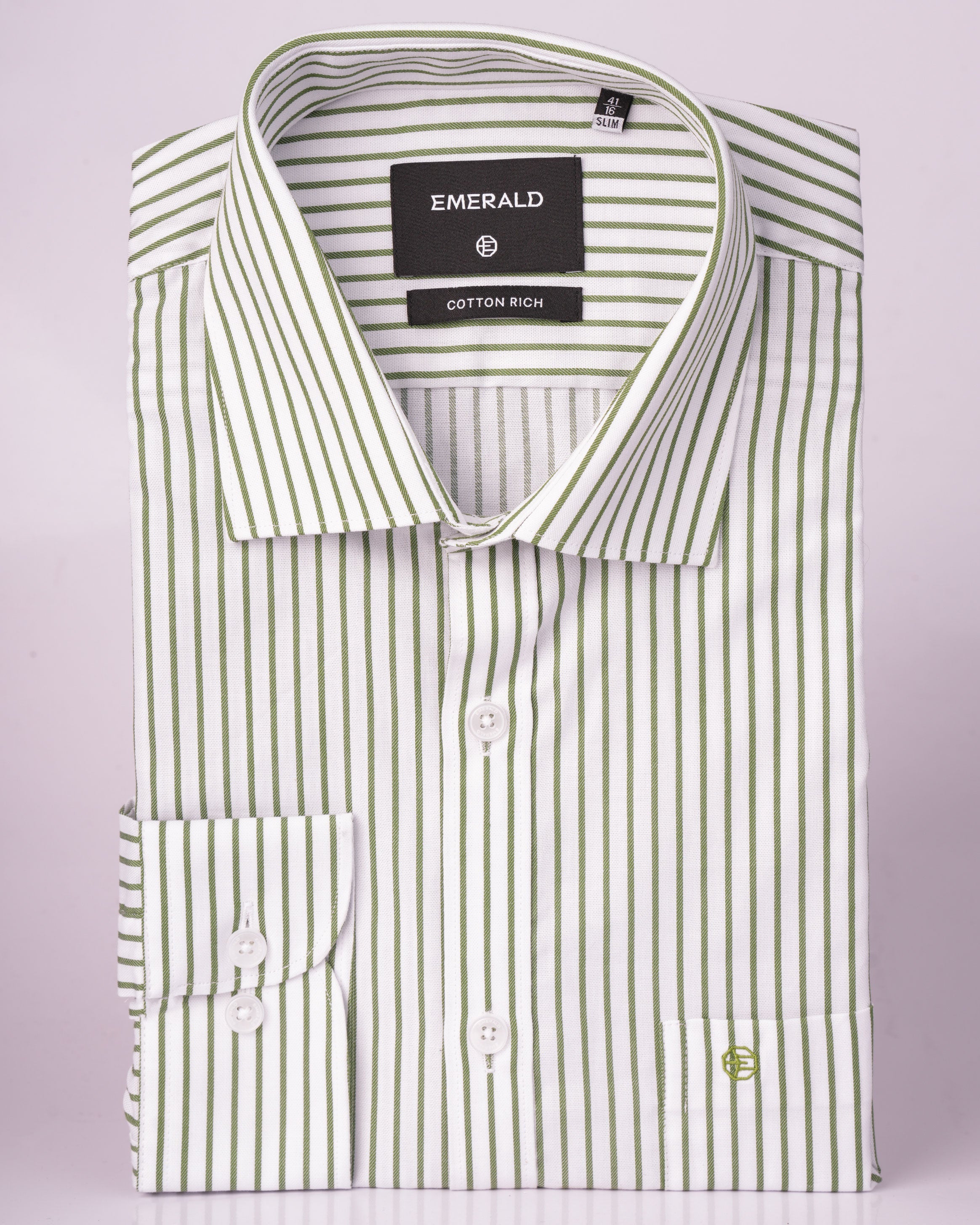 Emerald Formal Stripe Slim Fit - Hedge Green