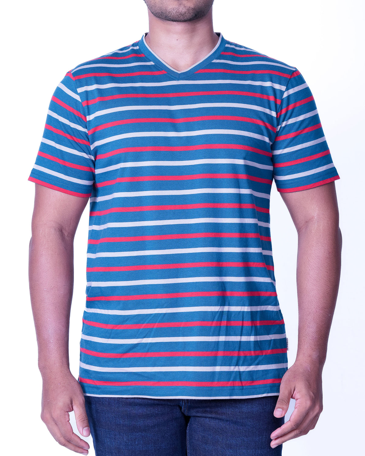 Emerald Crew Neck Stripe Slim Fit - Blue Faience
