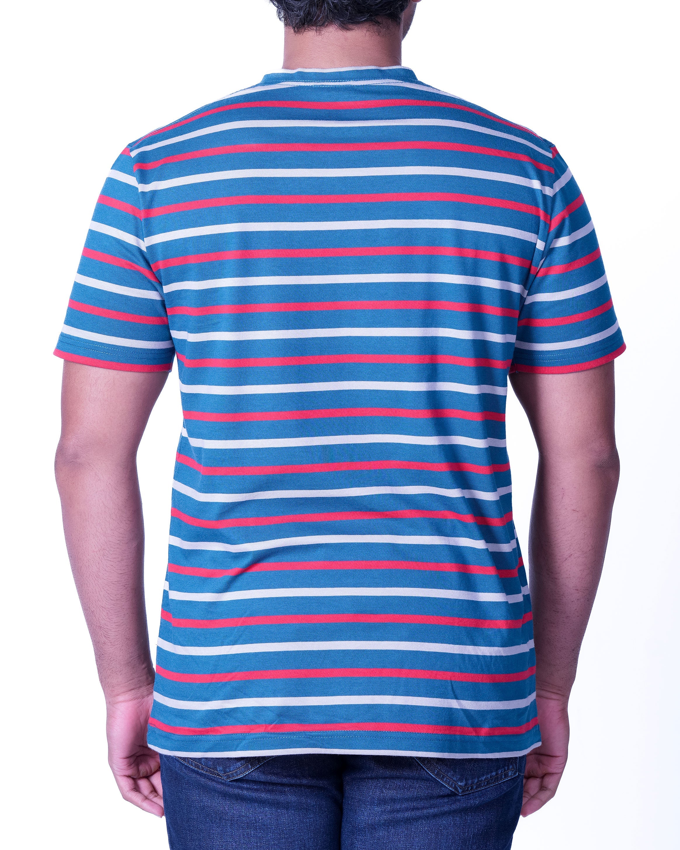 Emerald Crew Neck Stripe Slim Fit - Blue Faience