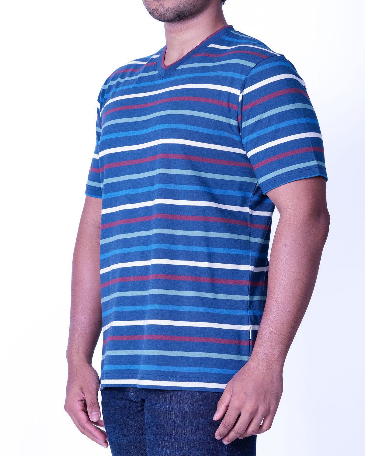 Emerald Crew Neck Stripe Slim Fit - Astral Aura
