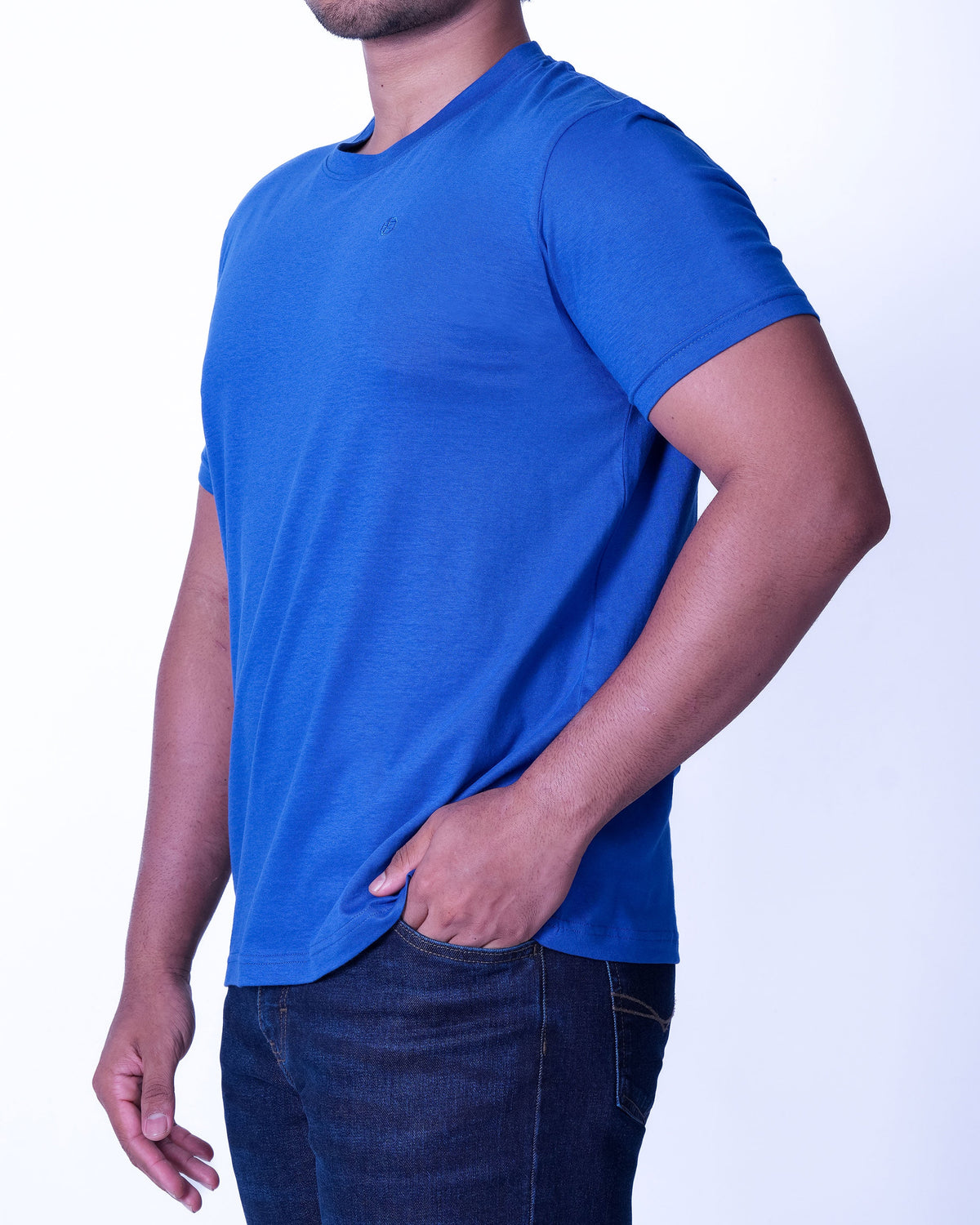 Emerald Crew Neck Plain Slim Fit - Dazzling Blue