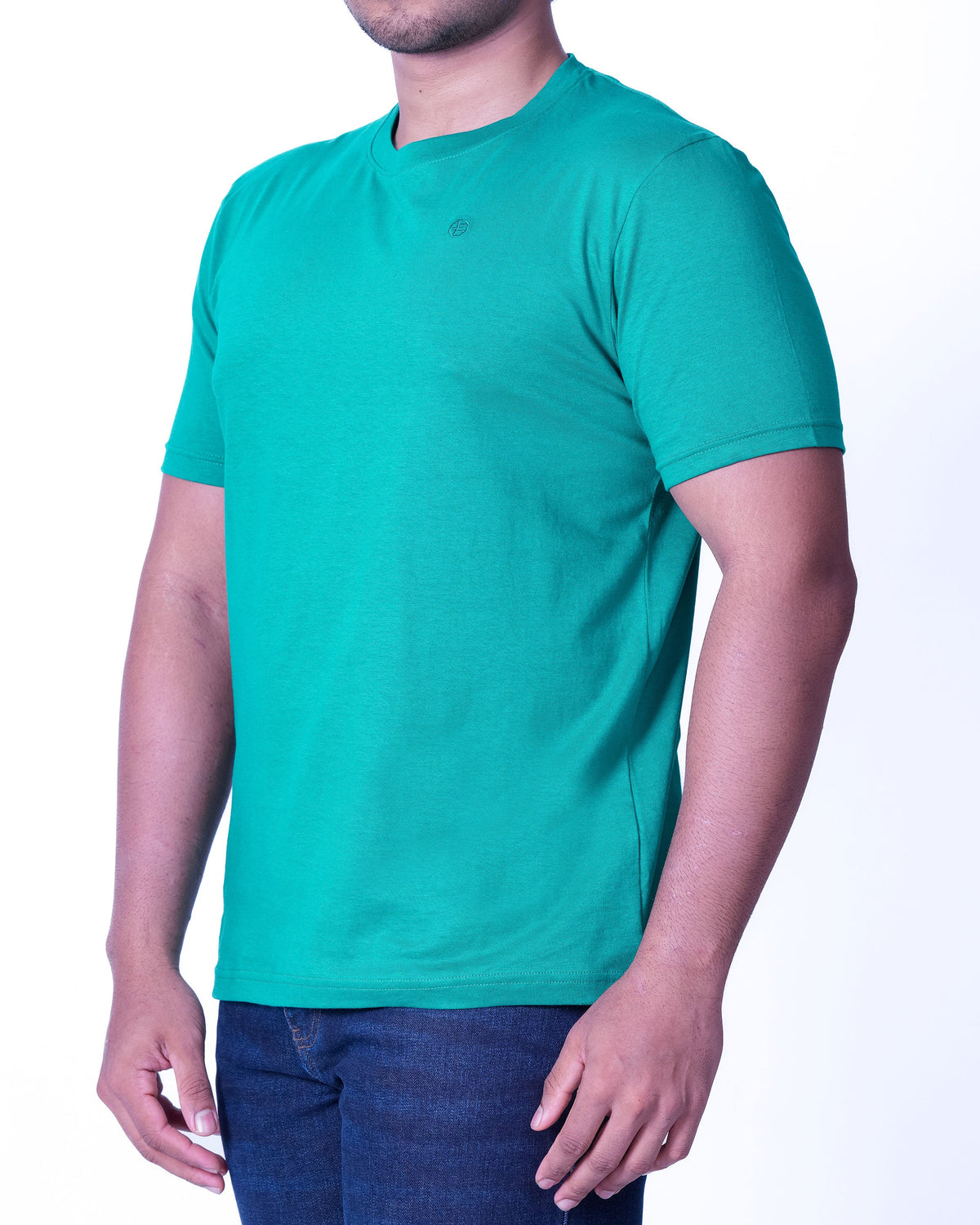 Emerald Crew Neck Plain Slim Fit - Pepper Green