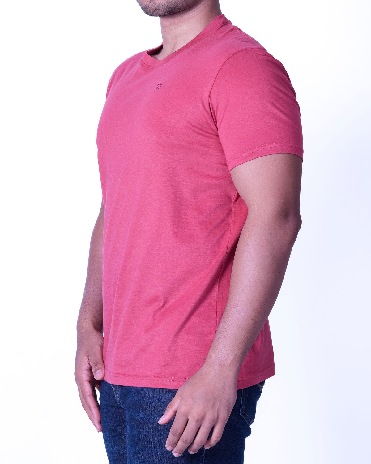 Emerald Crew Neck Plain Slim Fit - Brick