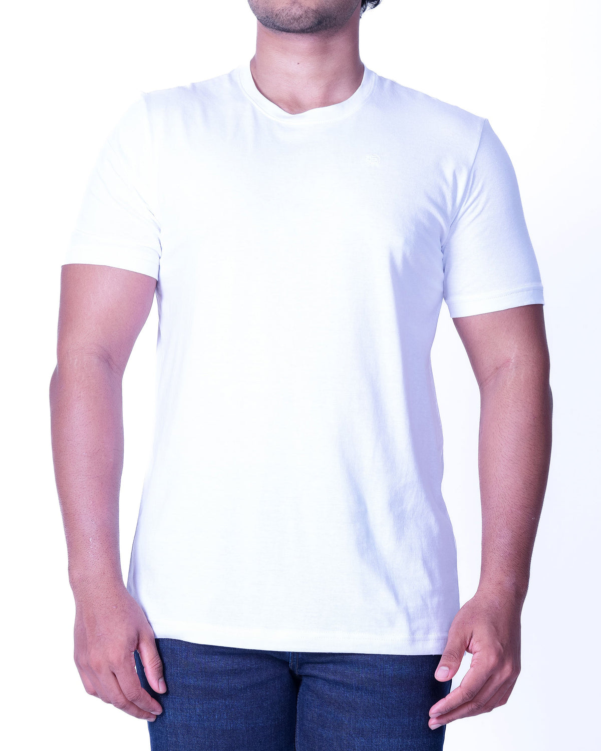 Emerald Crew Neck Plain Slim Fit - Egret