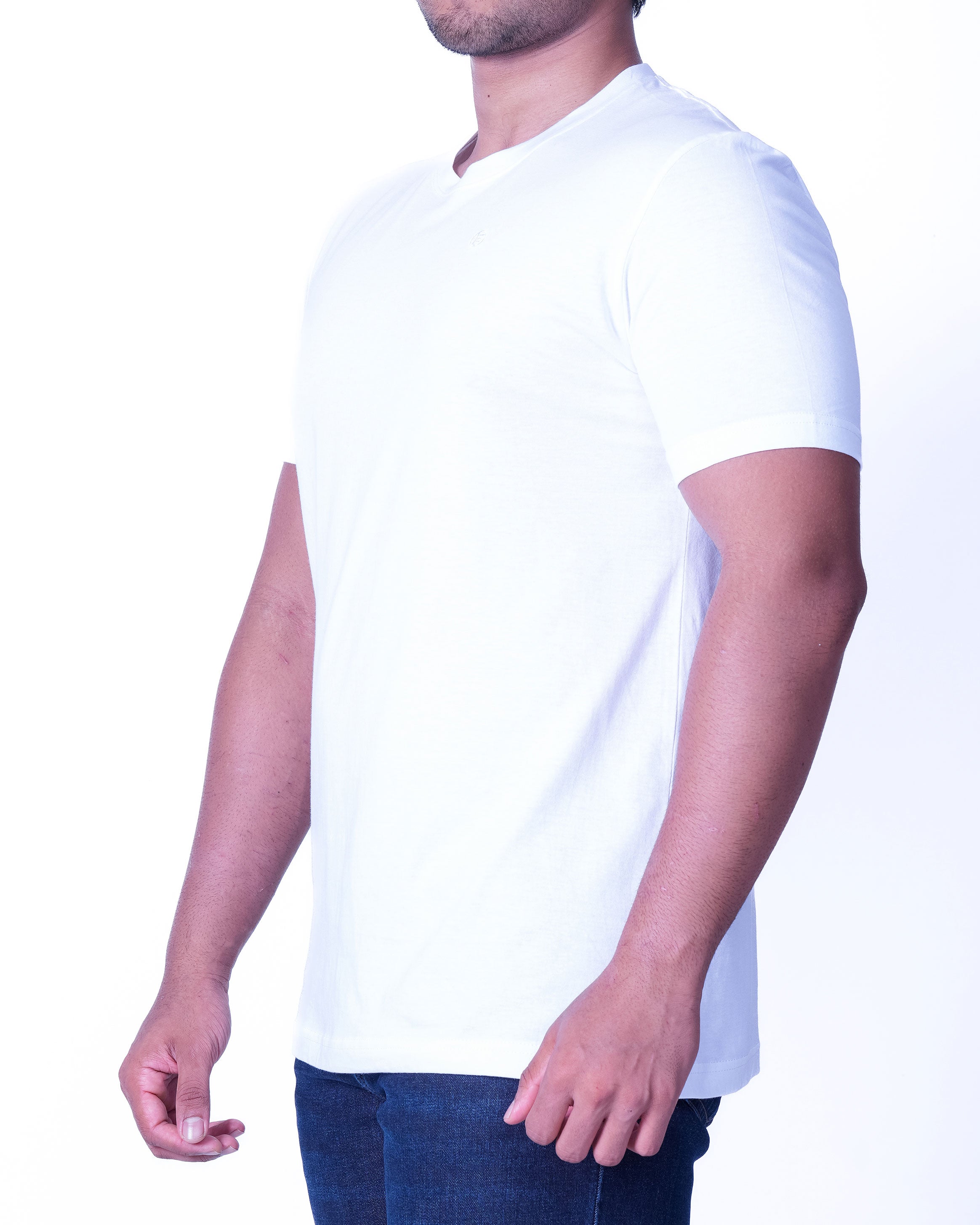 Emerald Crew Neck Plain Slim Fit - Egret