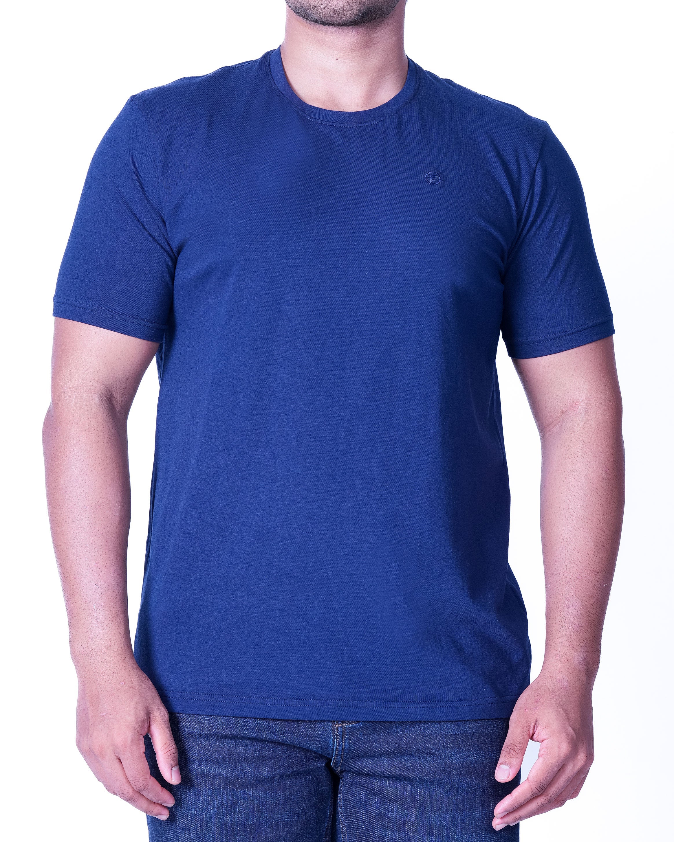 Emerald Crew Neck Plain Slim Fit - Navy