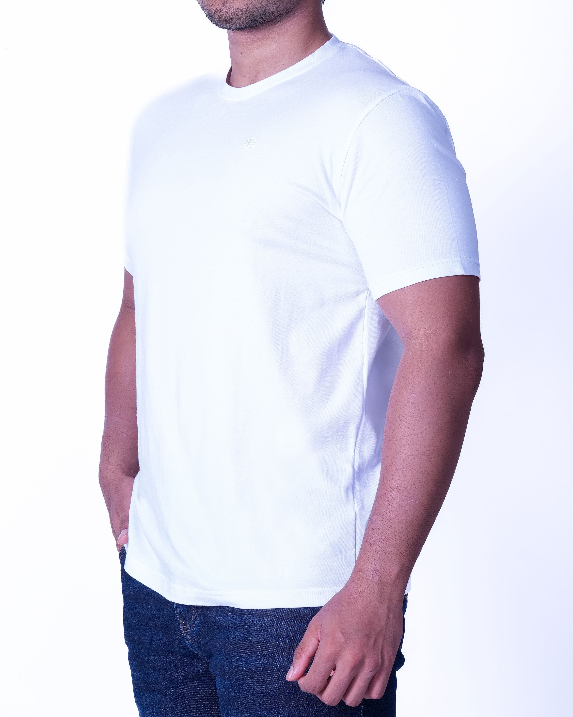 Emerald Crew Neck Plain Slim Fit - Egret