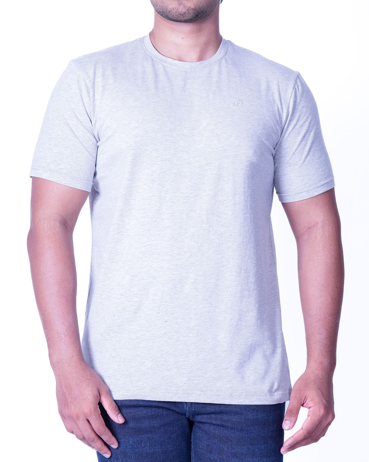 Emerald Crew Neck Plain Slim Fit - Grey