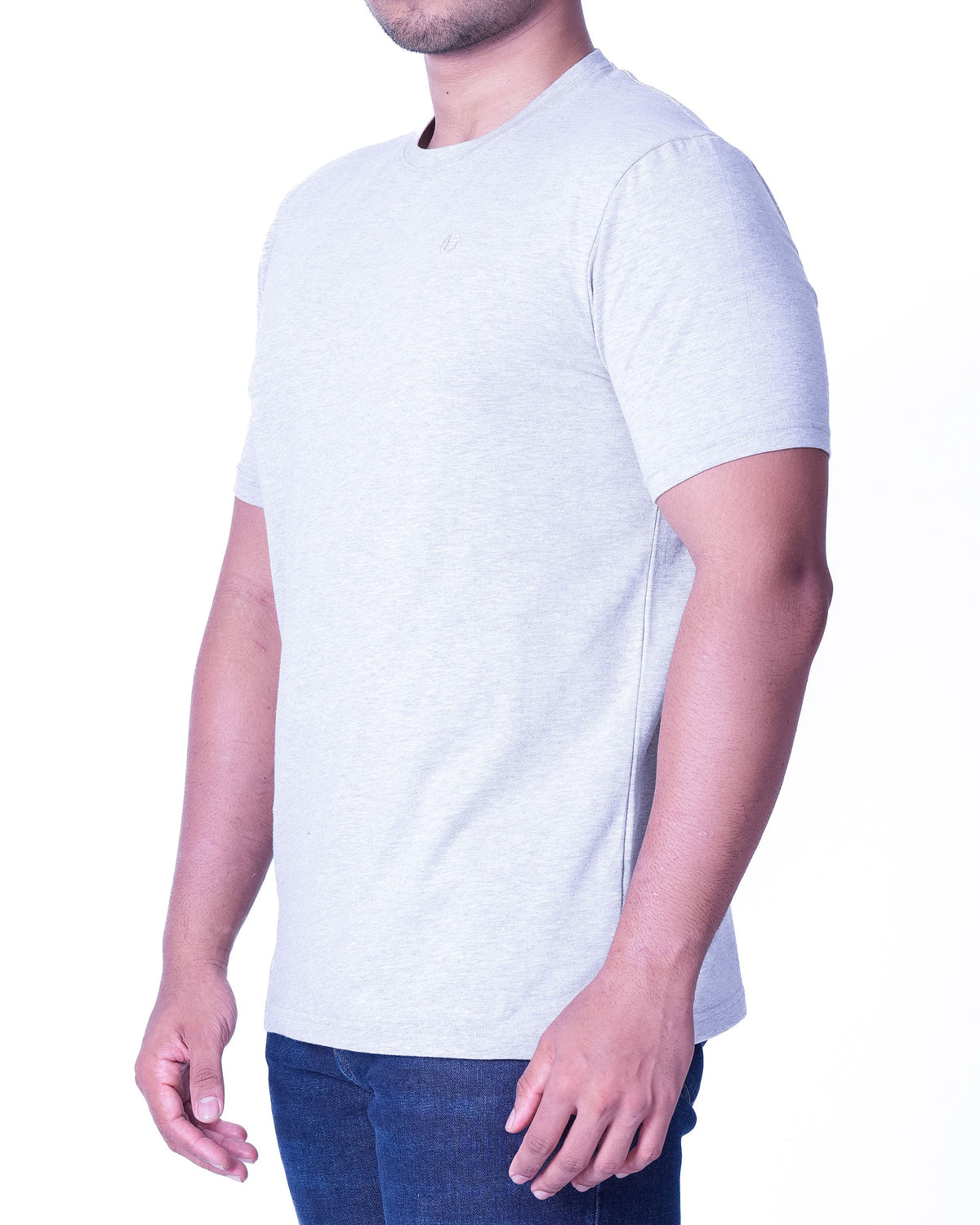 Emerald Crew Neck Plain Slim Fit - Grey