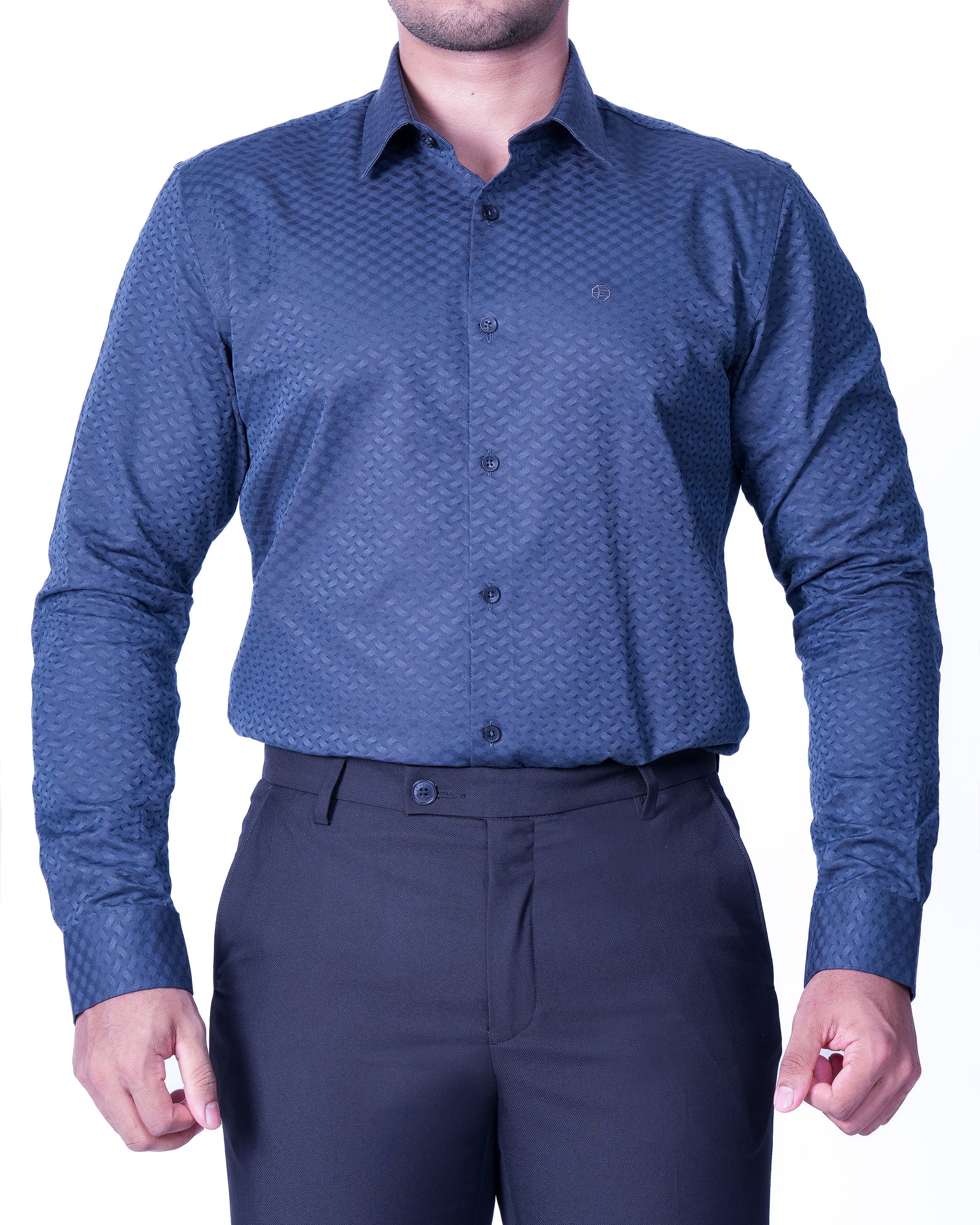 Emerald Evening Jacquard Slim Fit - Steel Grey