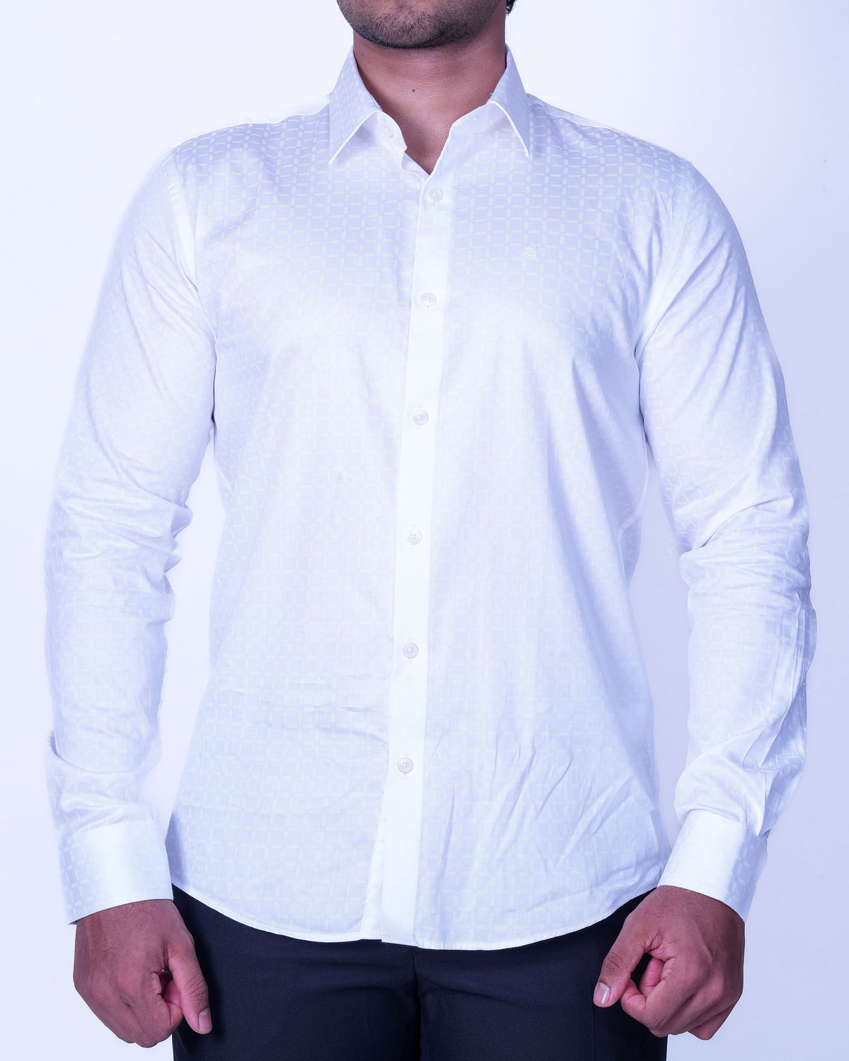 Emerald Evening Dobby Slim Fit - Papyrus
