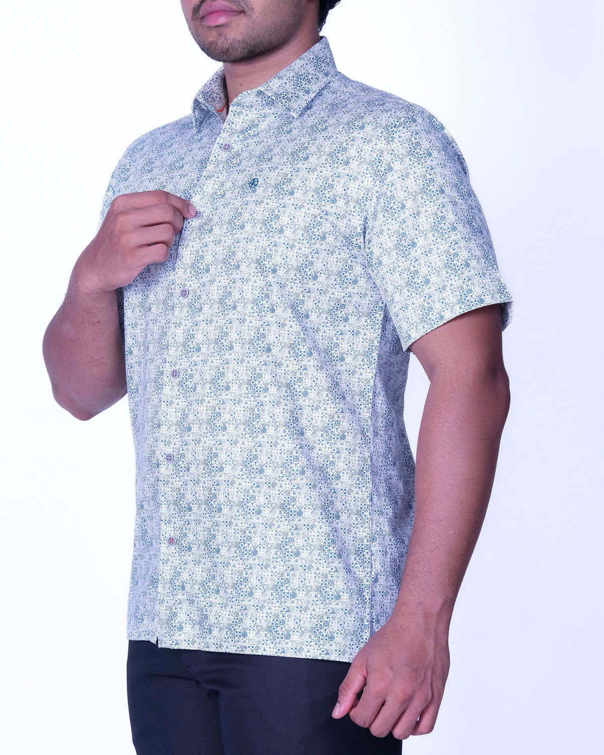 Emerald Casual Printed Regular Fit - Aqua Glass