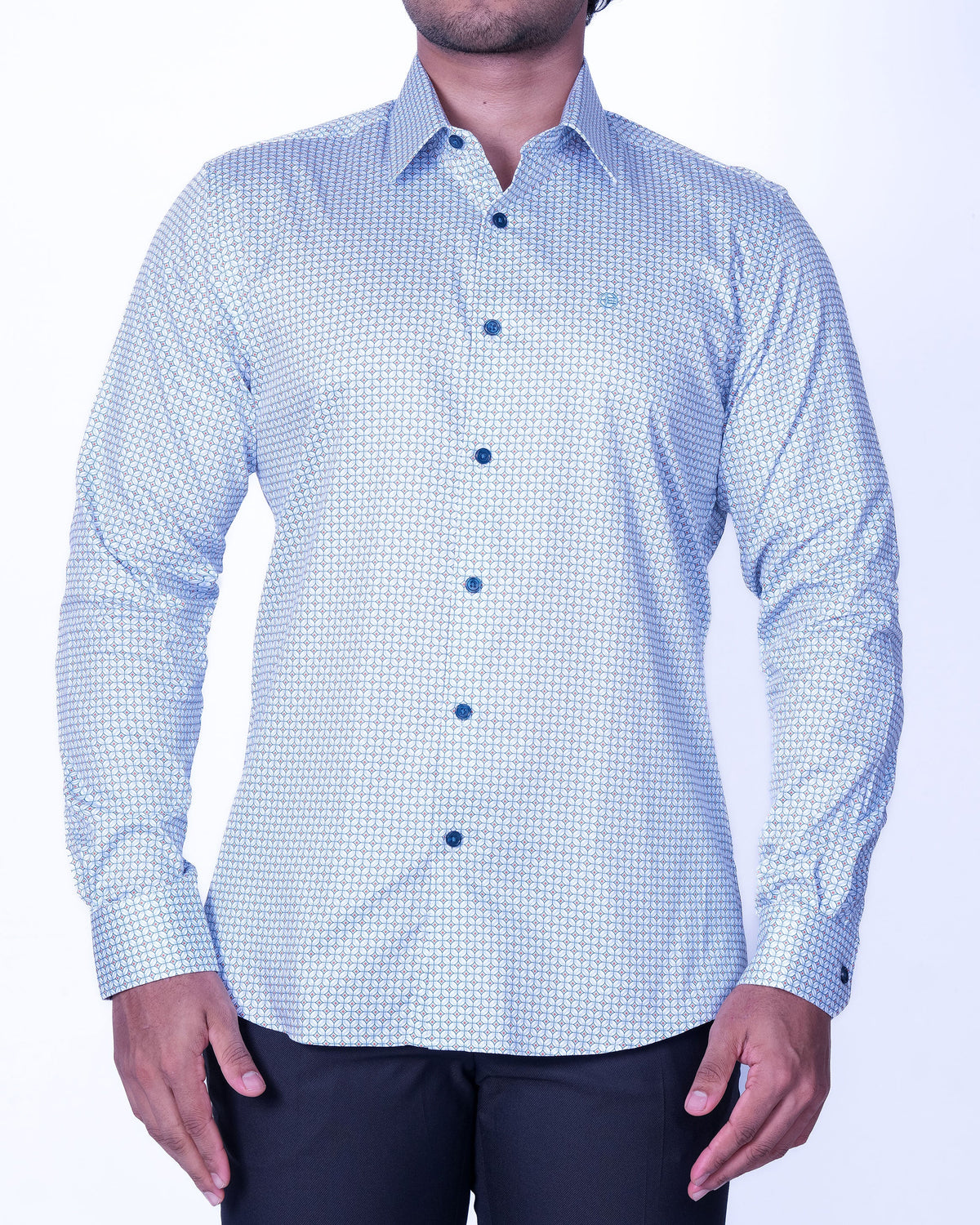 Emerald Evening Printed Slim Fit - Colonial Blue