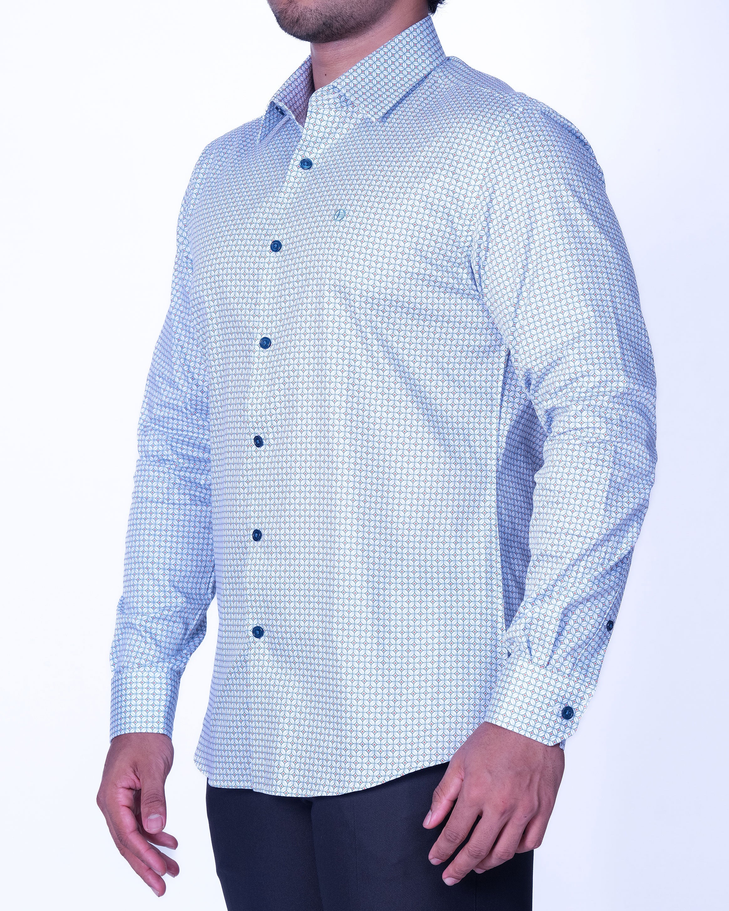 Emerald Evening Printed Slim Fit - Colonial Blue