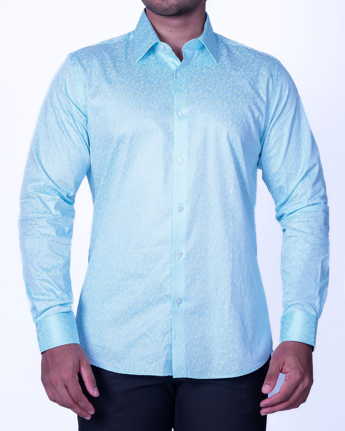 Emerald Evening Printed Slim Fit - Cashmere Blue