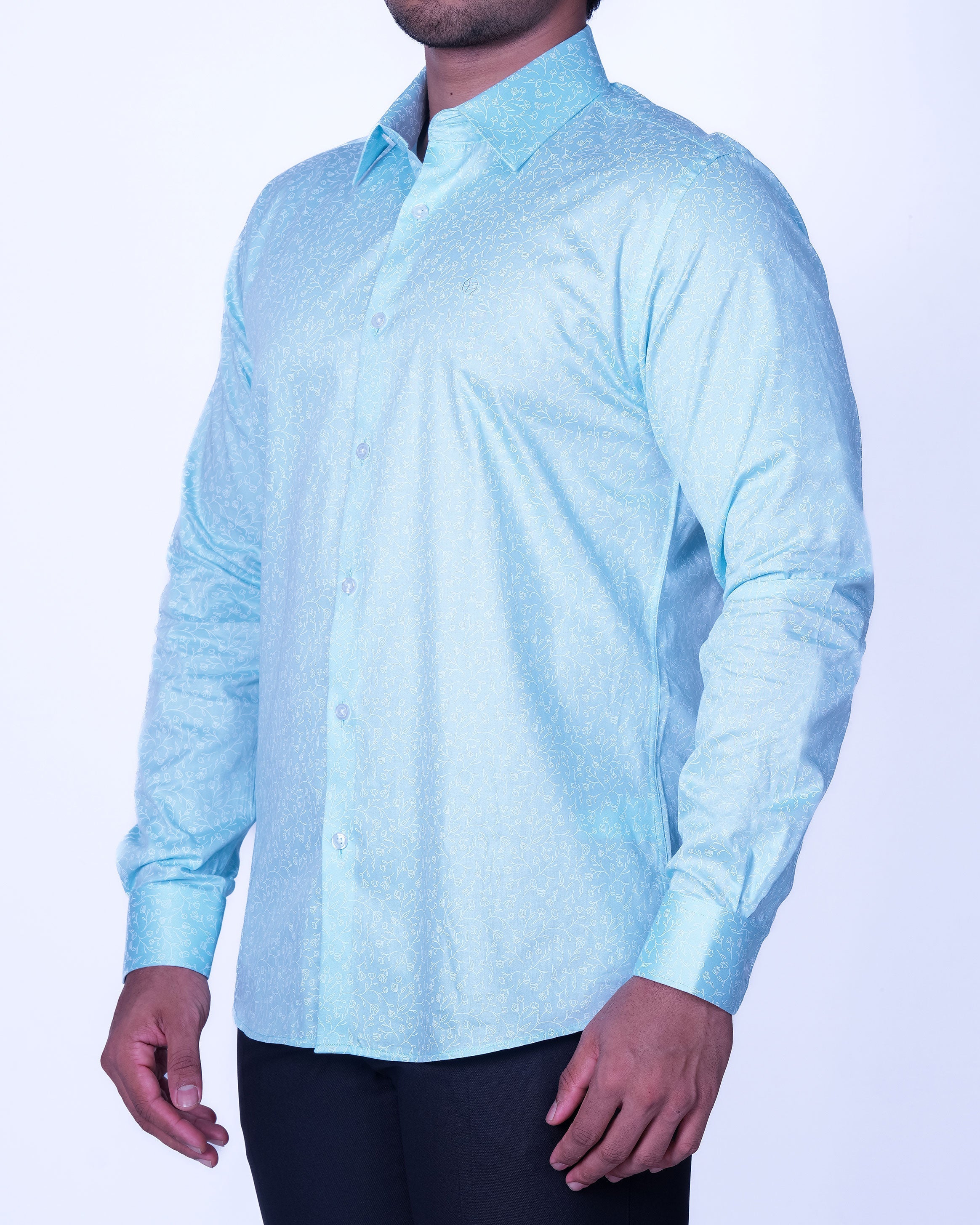 Emerald Evening Printed Slim Fit - Cashmere Blue