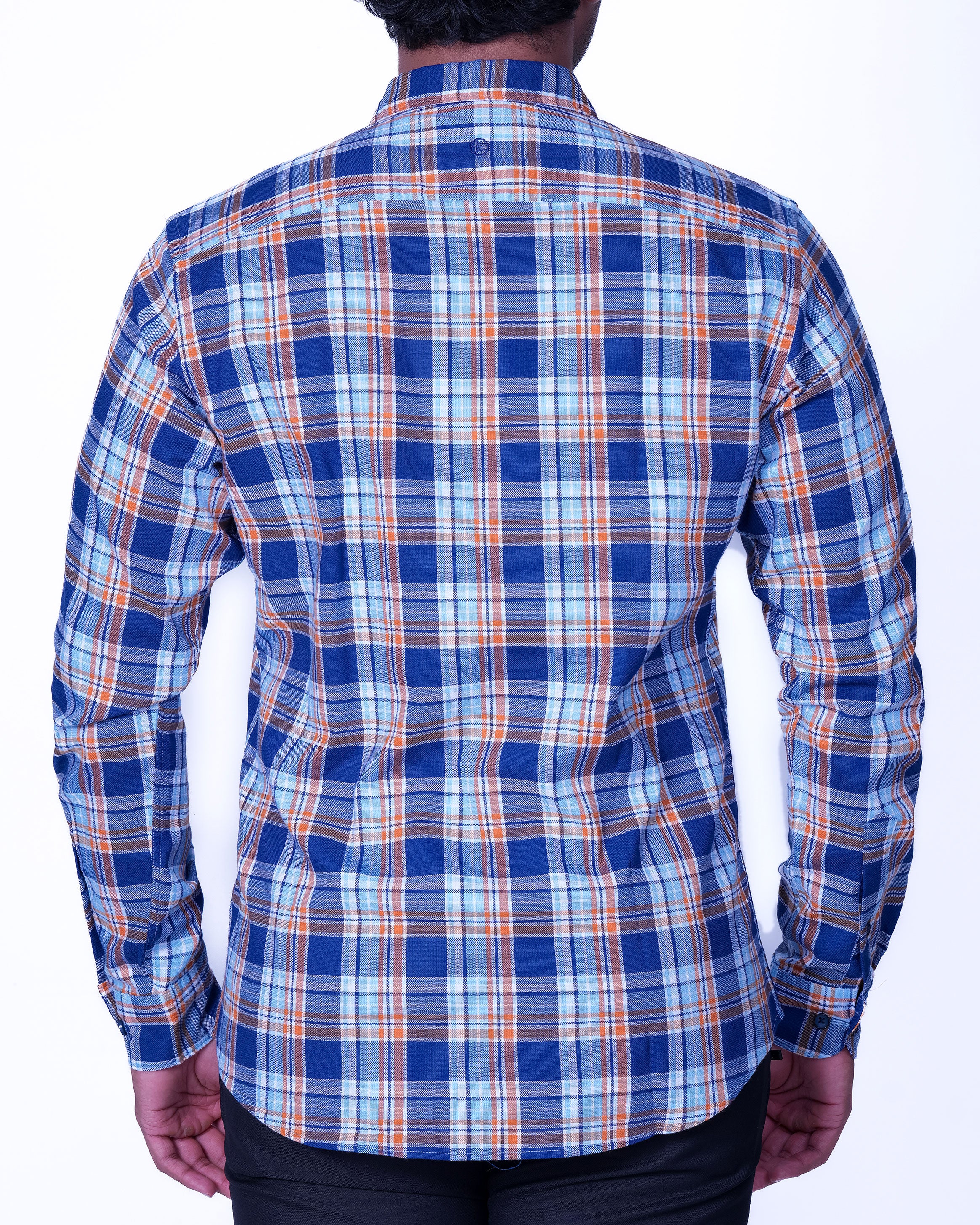 Emerald Casual Checks Slim Fit - Blue Faience