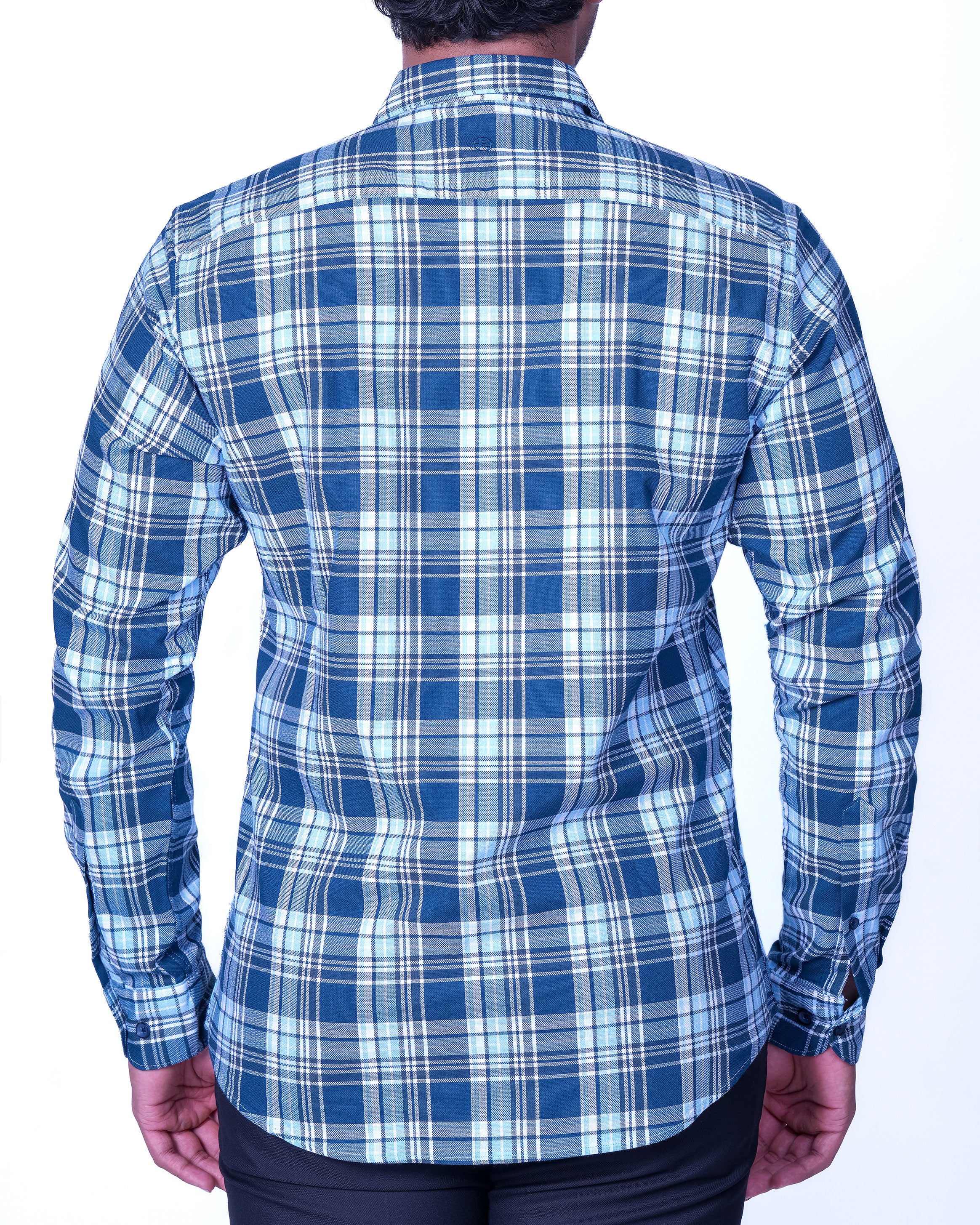 Emerald Casual Checks Slim Fit - Colonial Blue