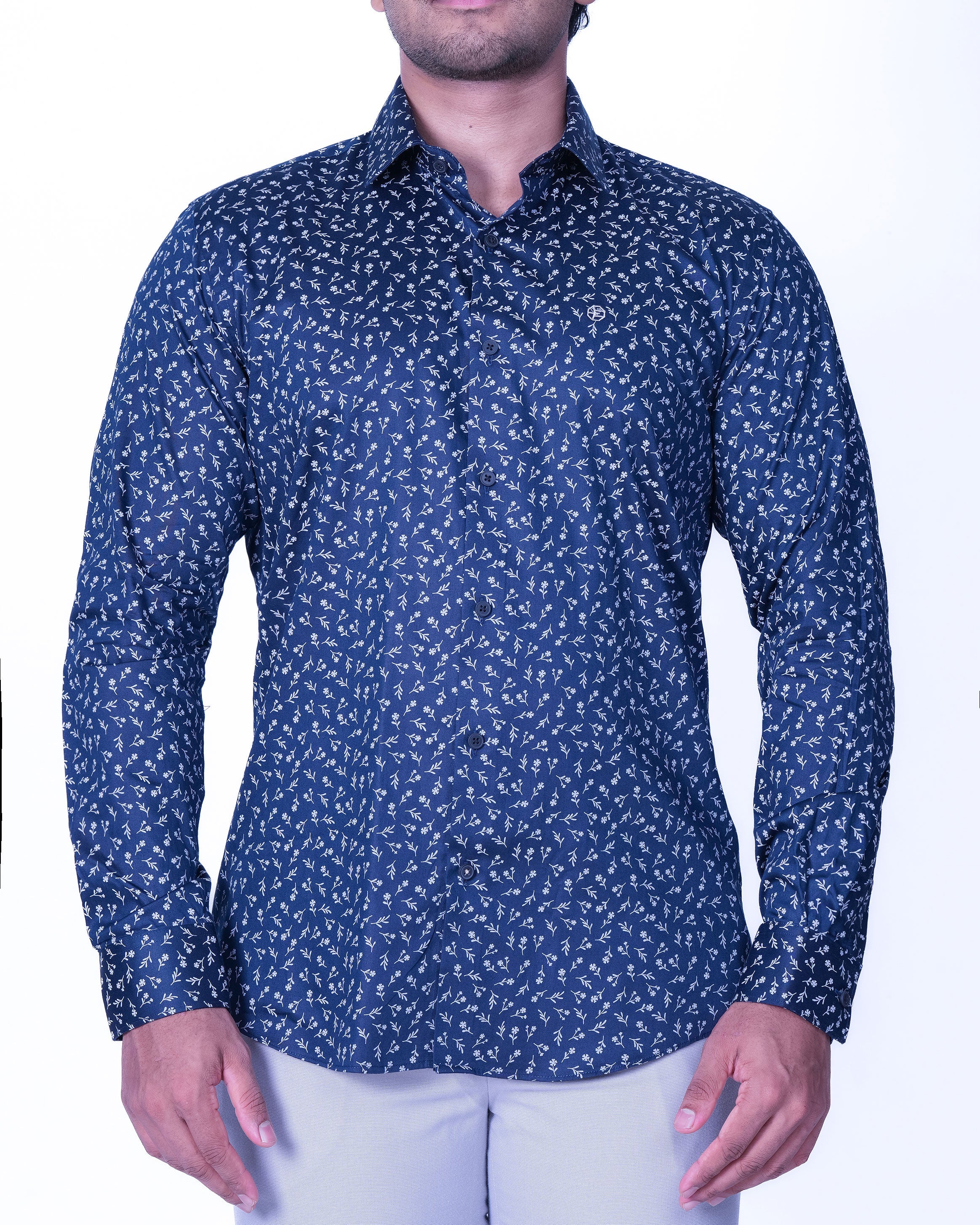 Emerald Evening Printed Slim Fit - Navy