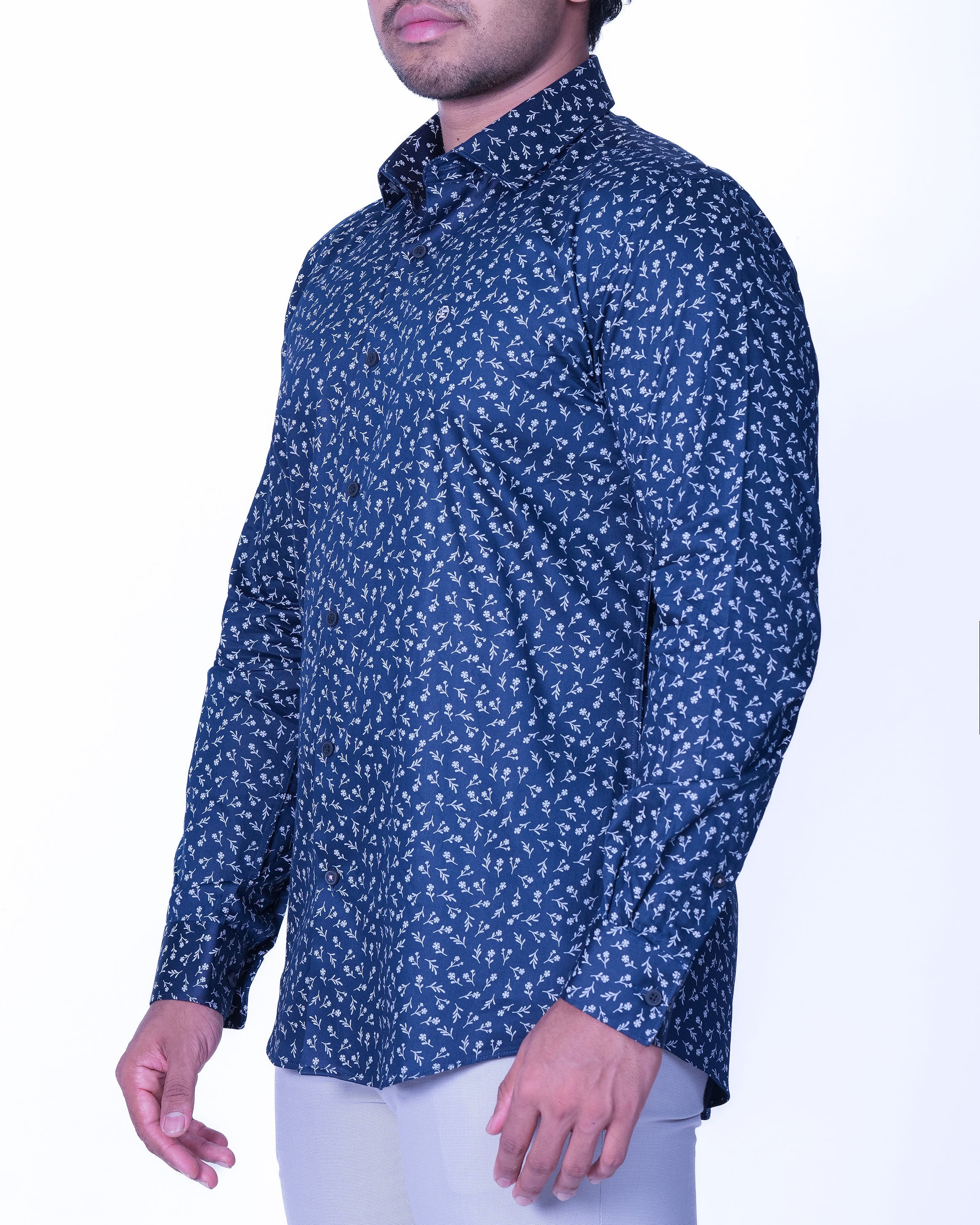 Emerald Evening Printed Slim Fit - Navy