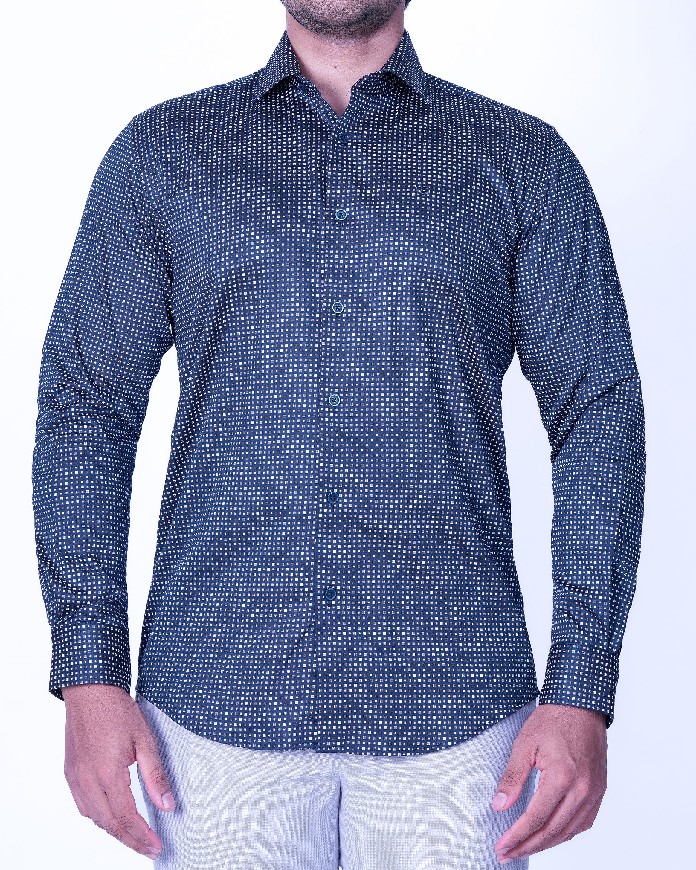 Emerald Evening Printed Regular Fit - True Navy
