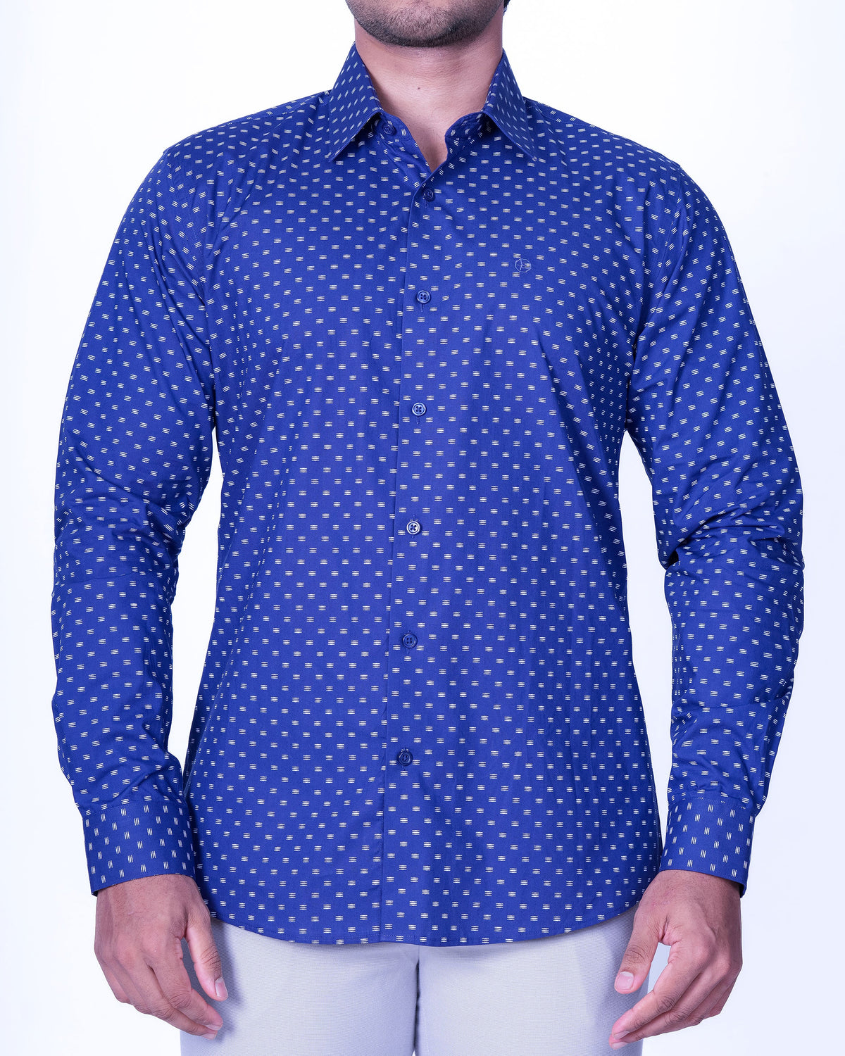 Emerald Evening Printed Slim Fit - Dazzling Blue