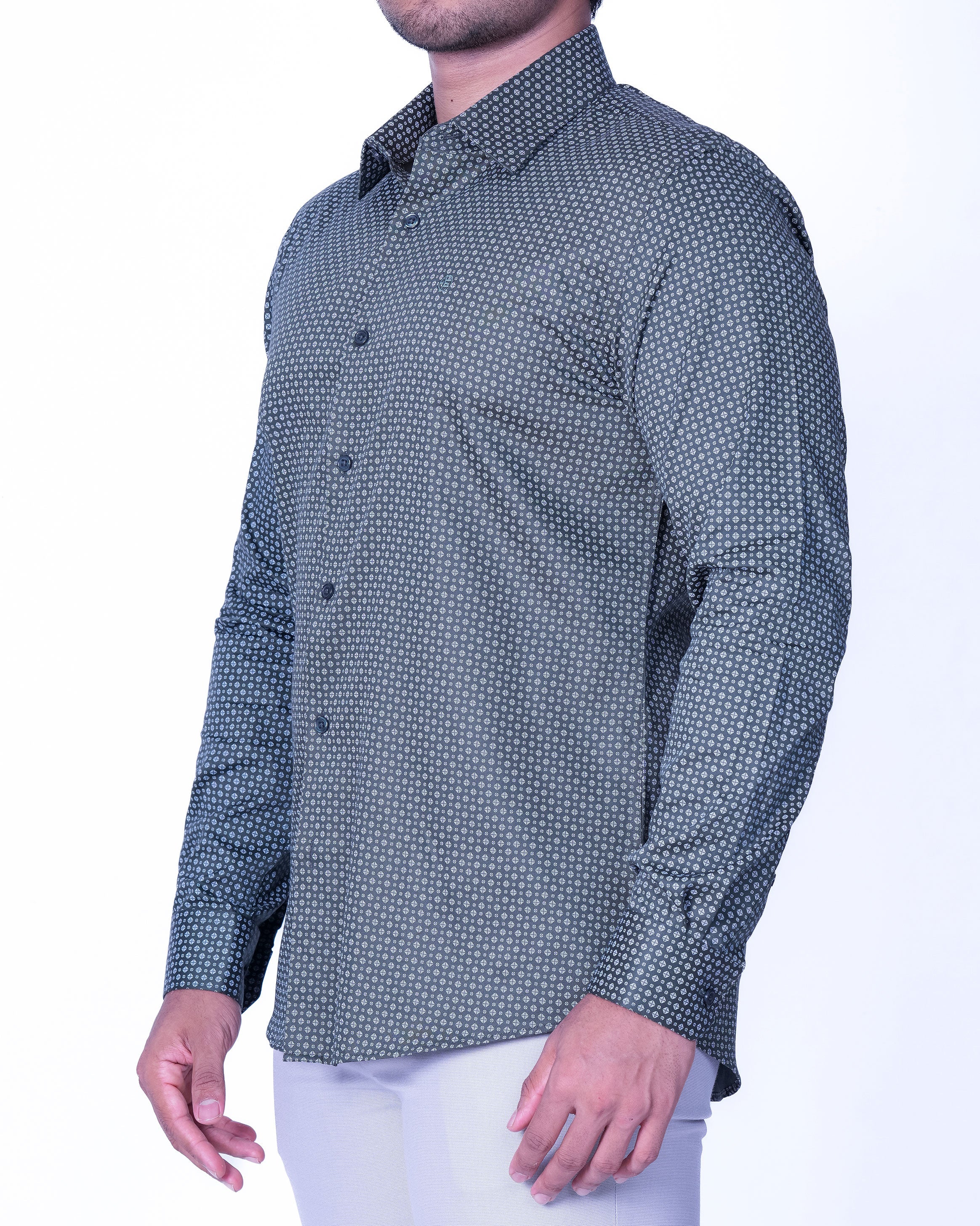 Emerald Evening Printed Slim Fit - Green Pineneedle