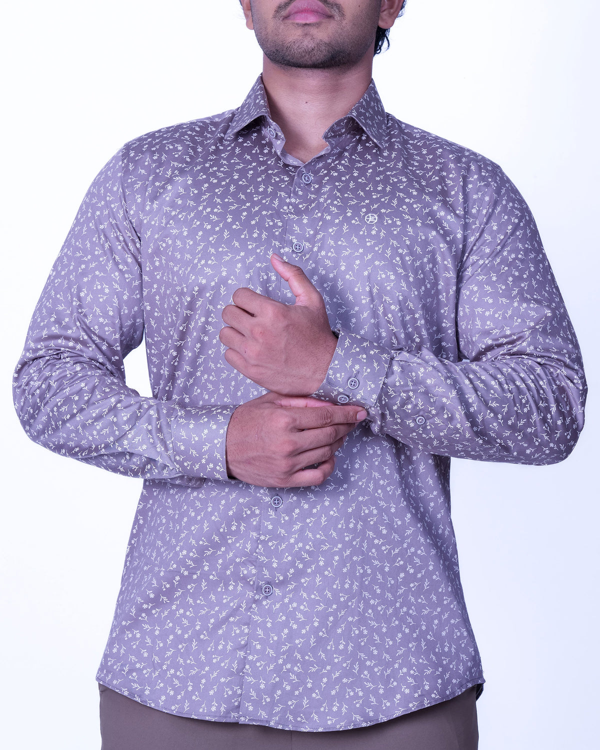 Emerald Evening Printed Slim Fit - Steel Grey