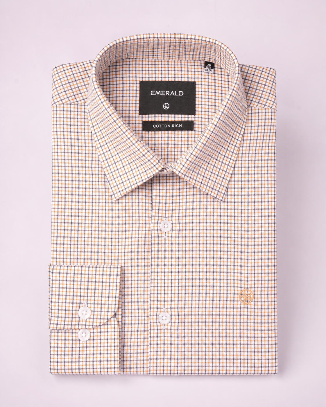 Emerald Formal Checks Slim Fit - Banana Cream