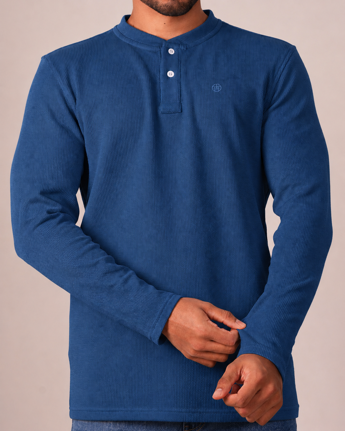 Emerald Henley Dobby Slim Fit-Mid Night