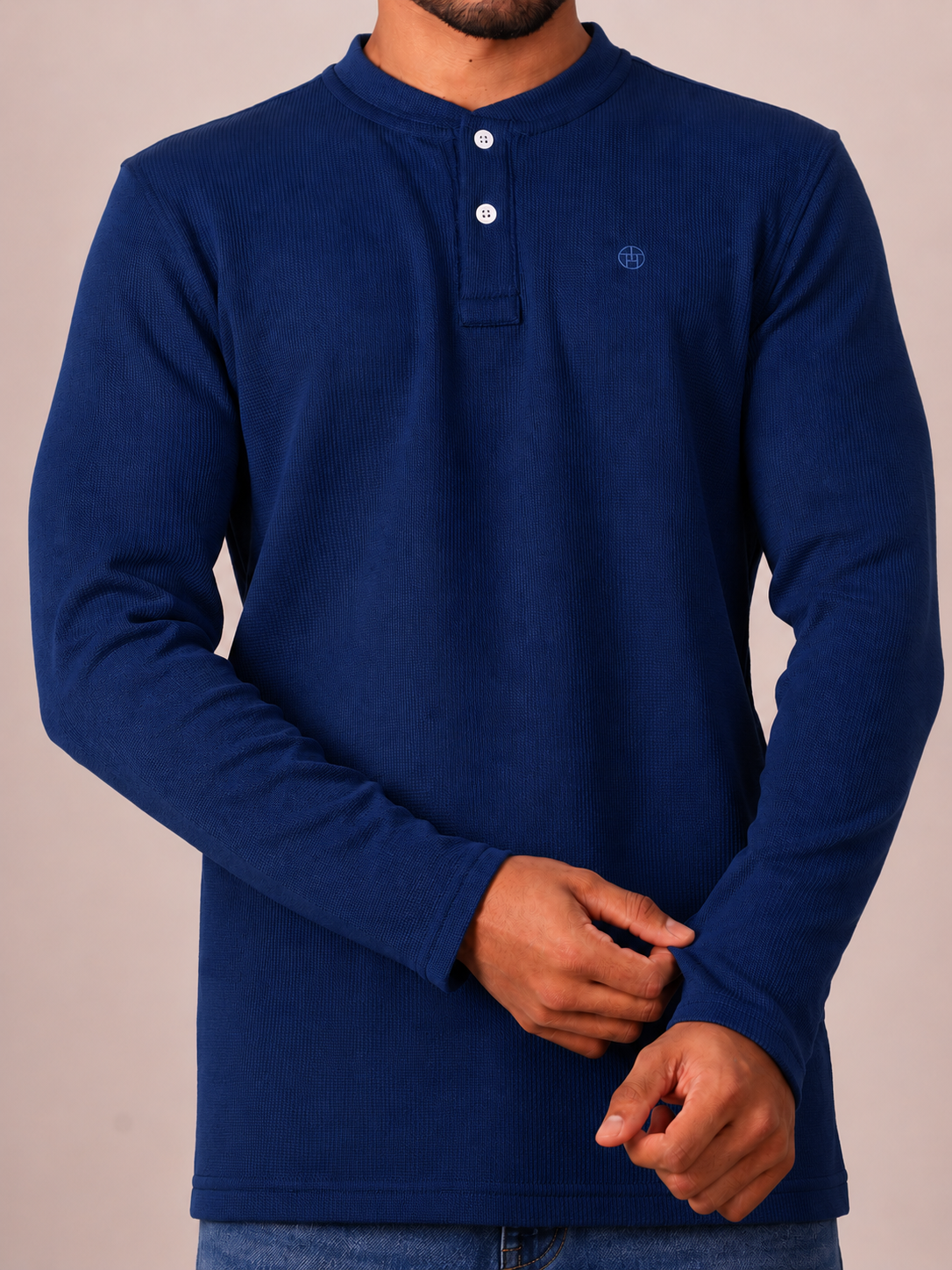 Emerald Henley Dobby Slim Fit-Astral Blue