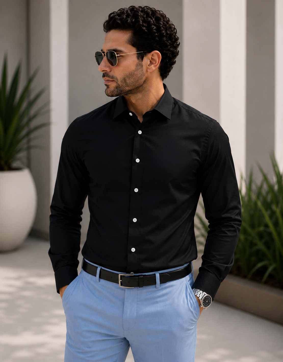Emerald Majesty Plain Regular Fit - Black