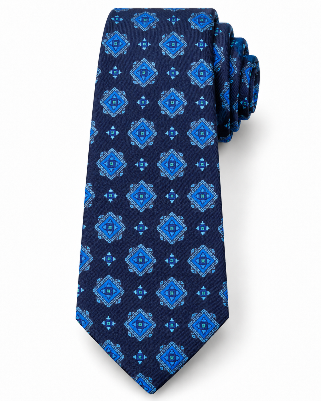 Epoch Geometric Medallion Tie Navy Blue