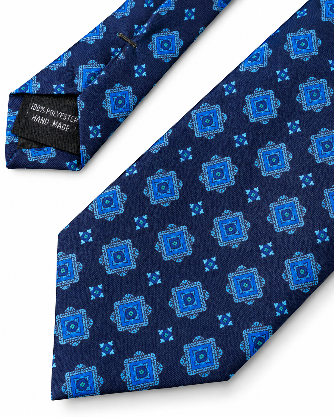 Epoch Geometric Medallion Tie Navy Blue