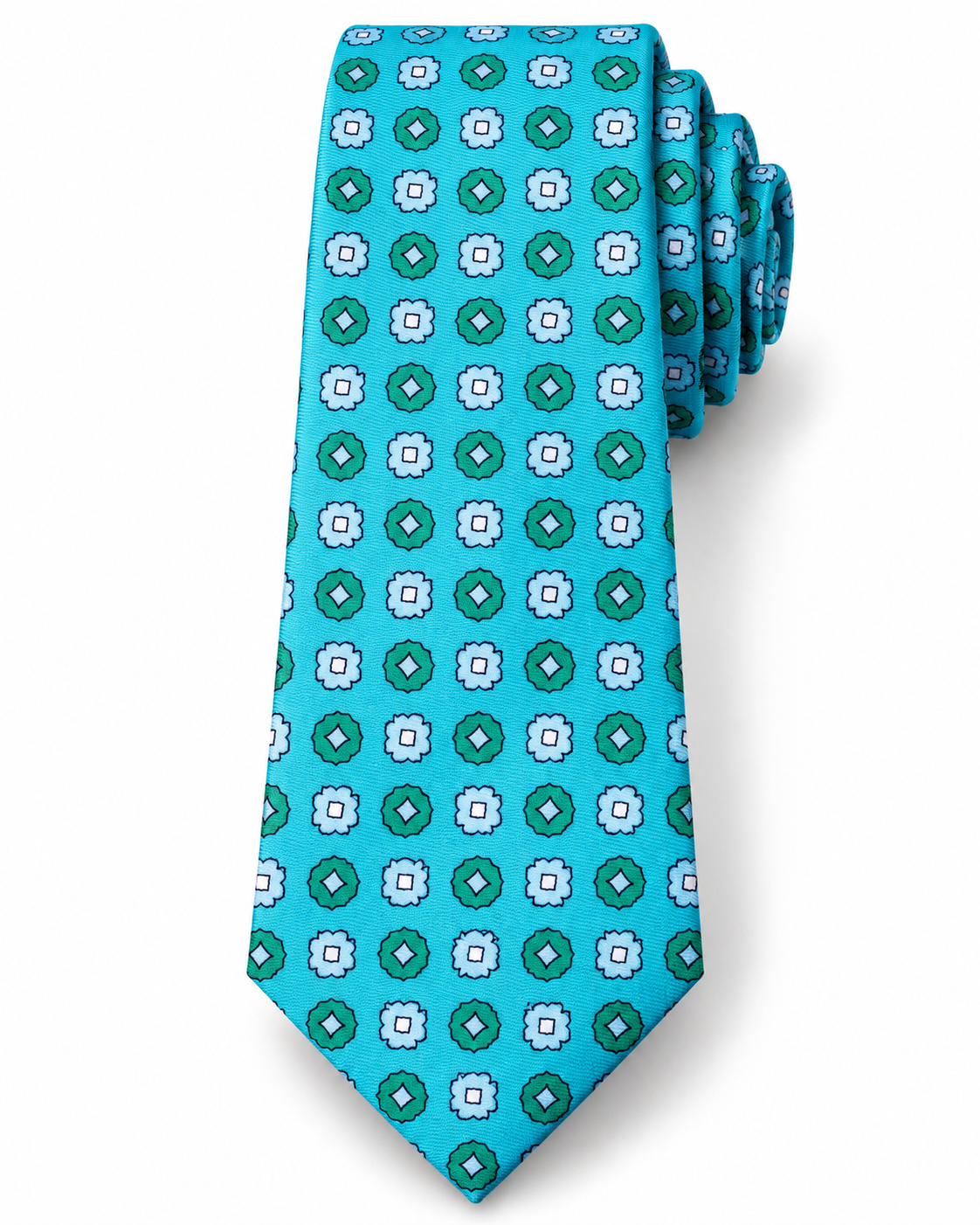 Epoch Geometric Medallion Tie Aqua Blue