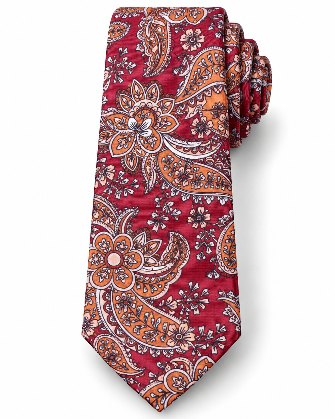 Epoch Paisley Floral Tie Crimson Red