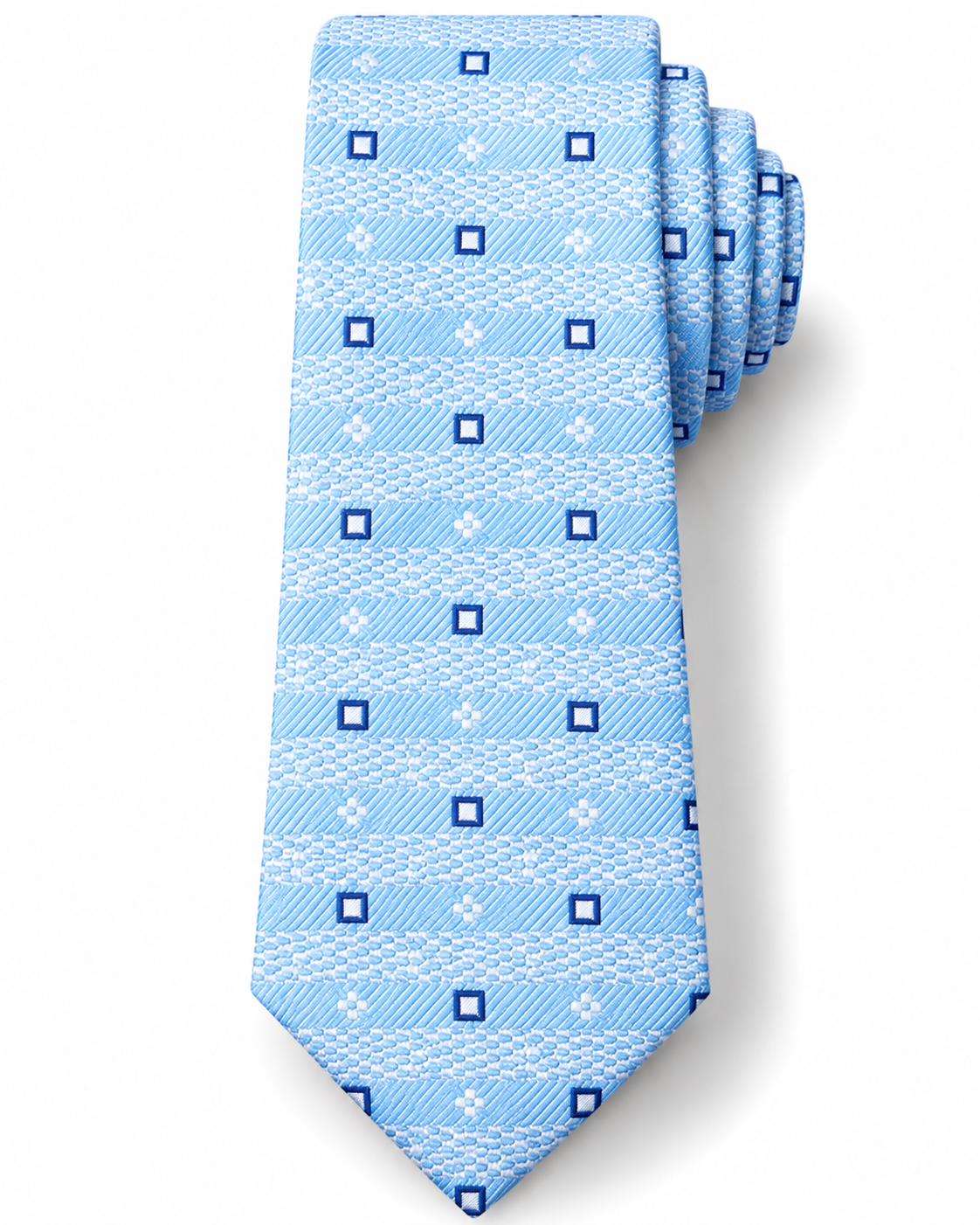 Epoch Sky Blue Geometric Square Pattern Tie