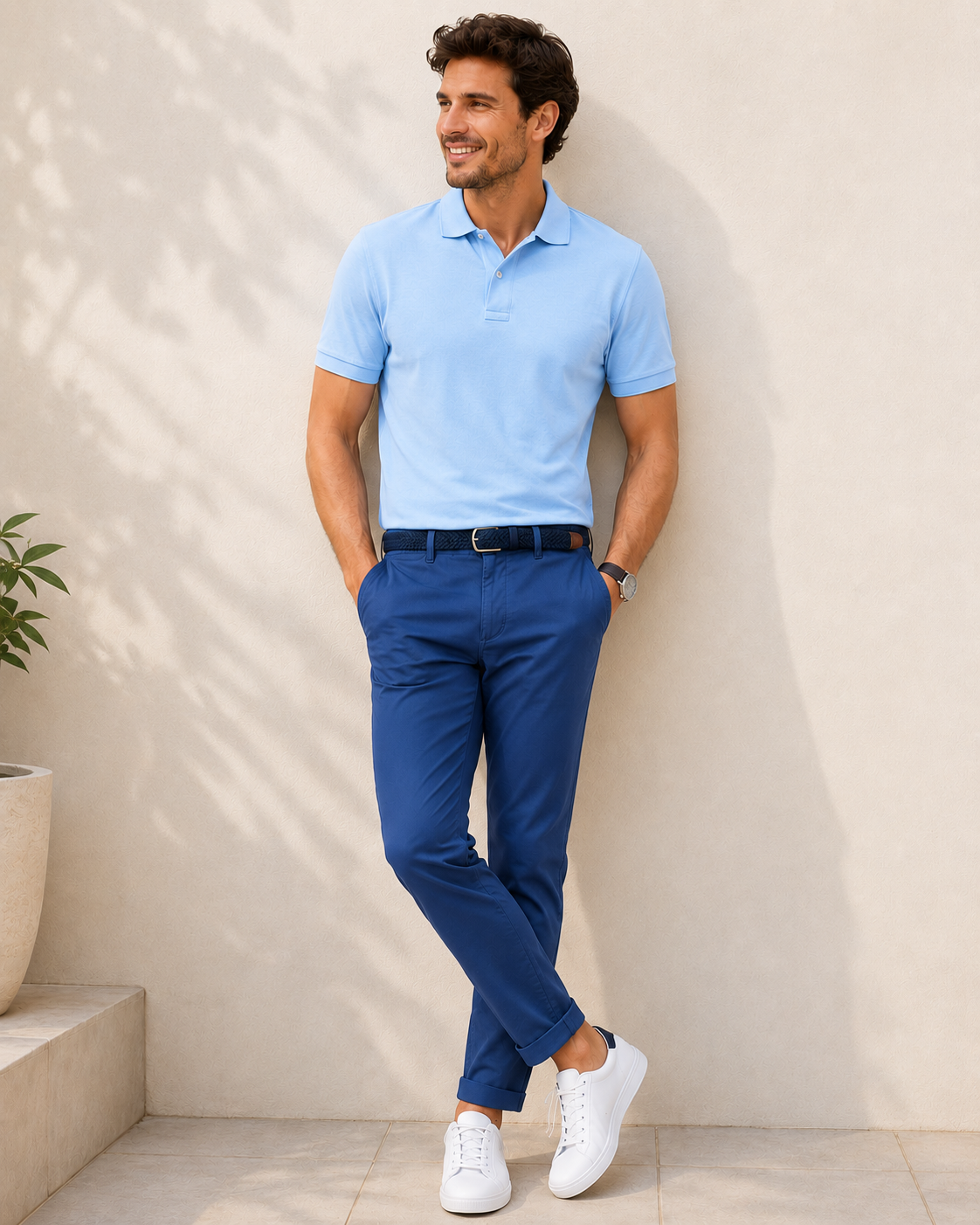 Emerald Utilitech Chino Plain Slim Fit-Bright Cobalt