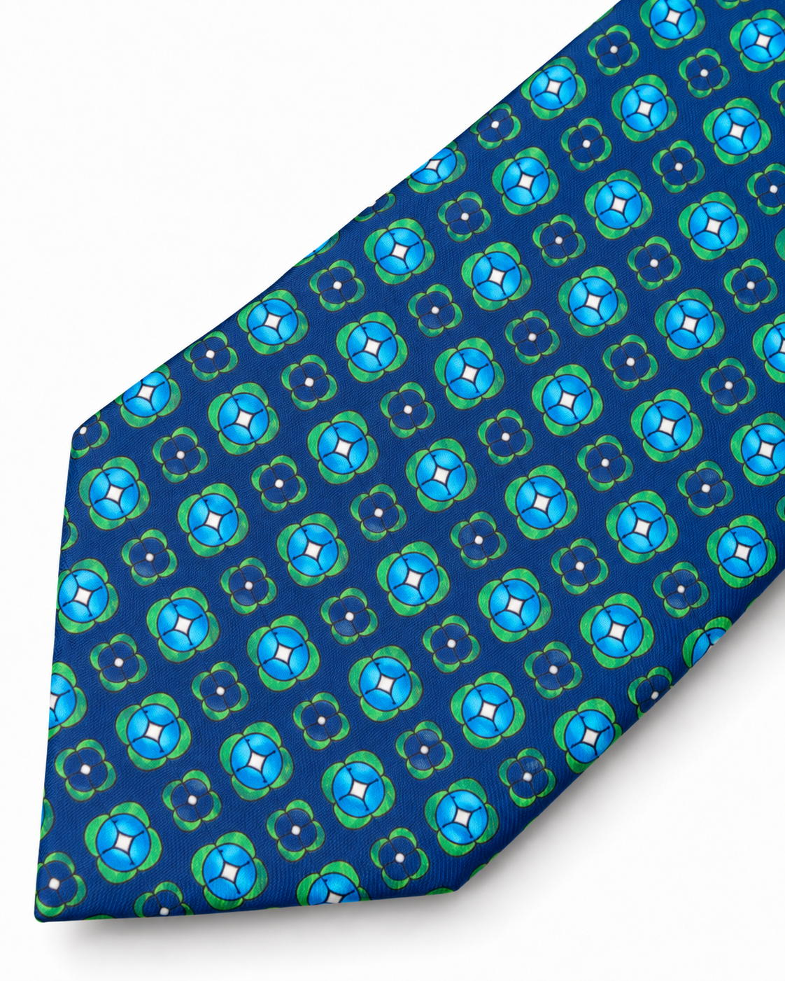Epoch Geometric Floral Tie - Navy Blue