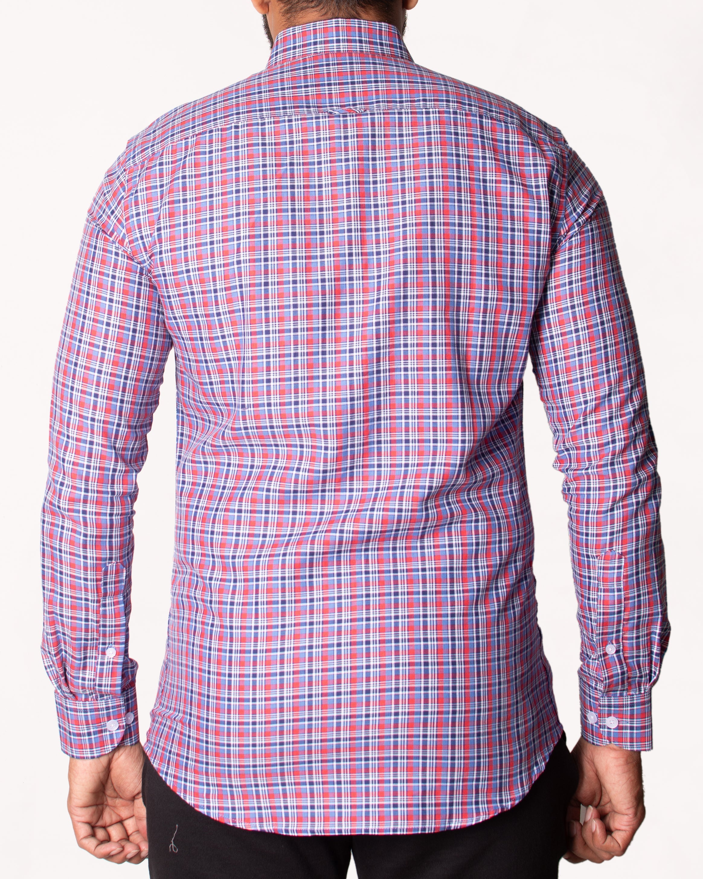 Active Checks Slim Fit-Burn Red