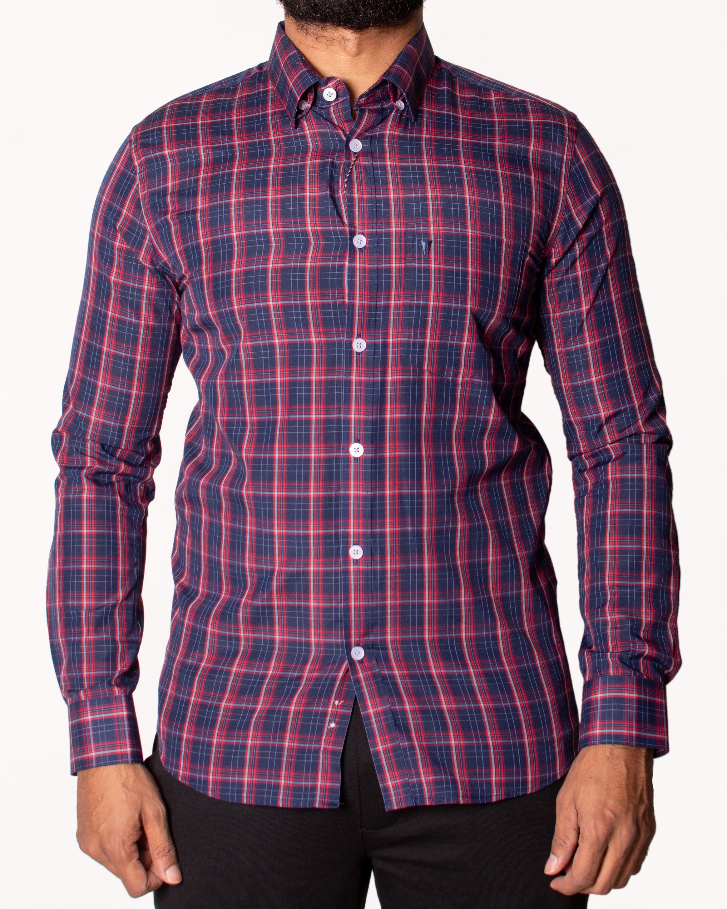 Active Checks Slim Fit-Garnet