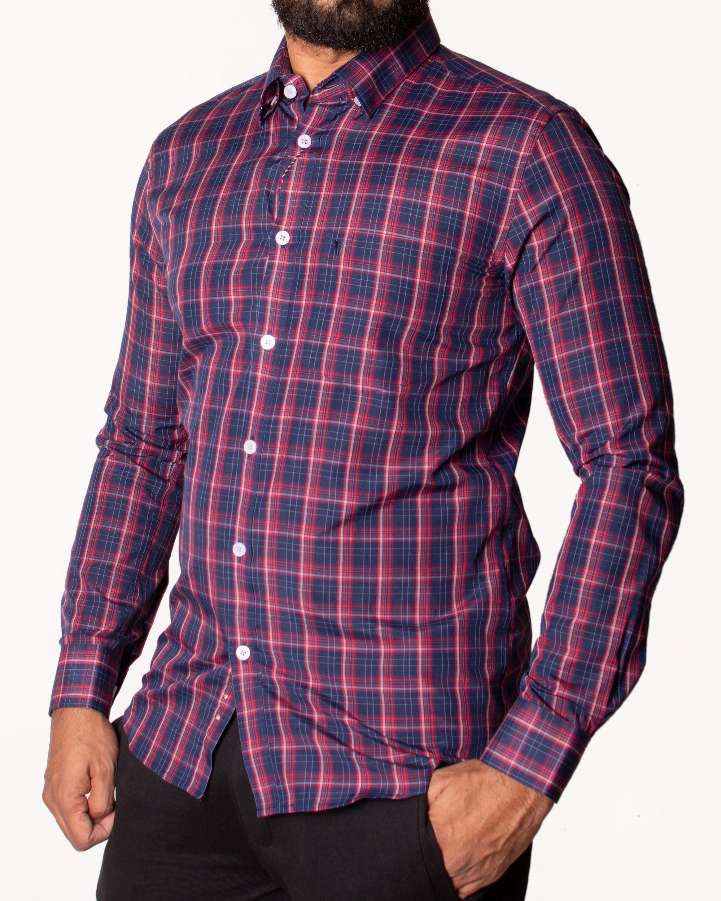 Active Checks Slim Fit-Garnet