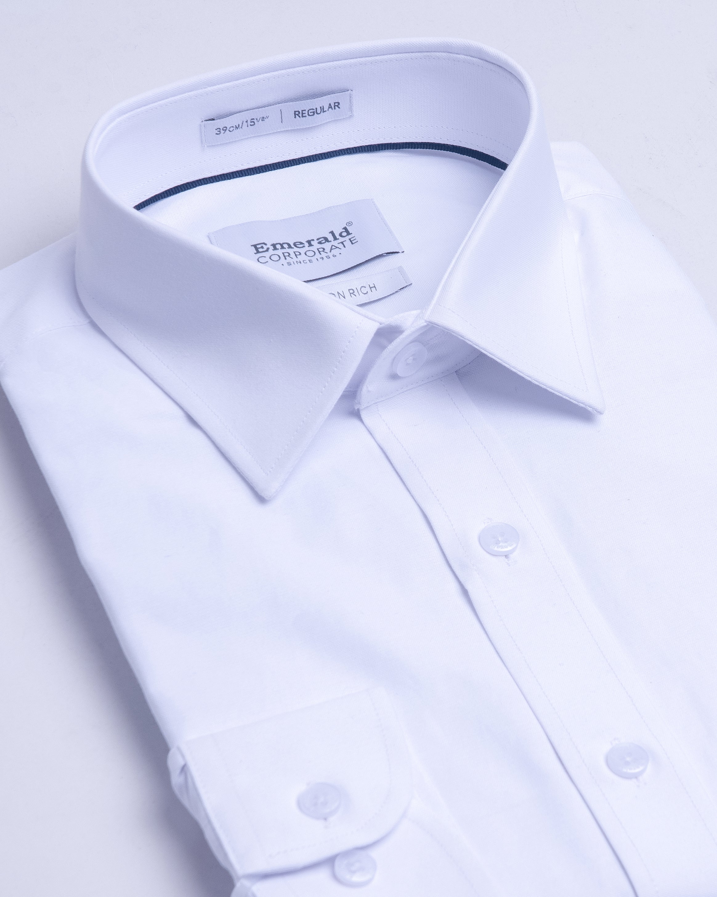 Emerald Corporate Plain Regular Fit-White