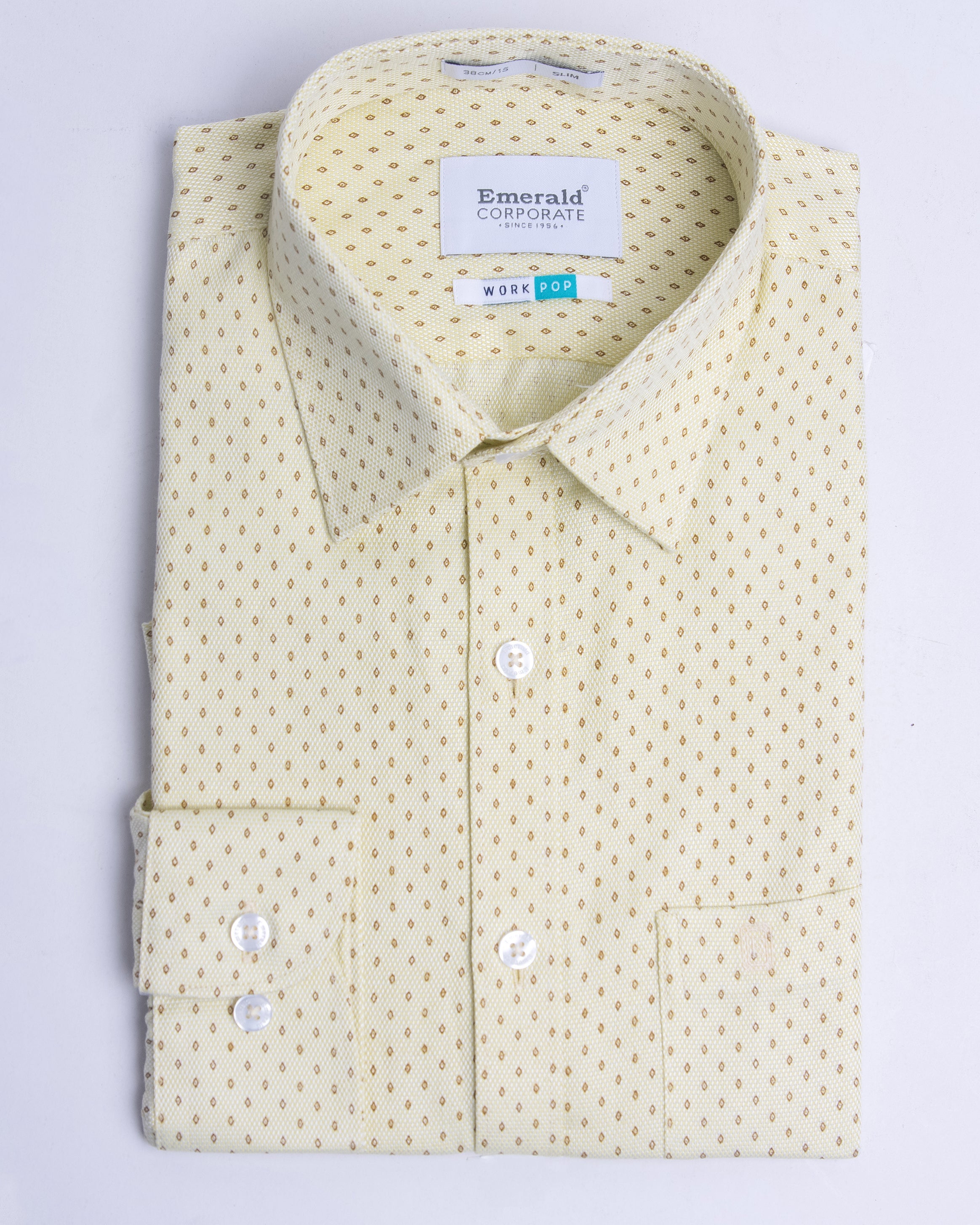 Emerald Corporate Printed Slim Fit-Blazing Yellow