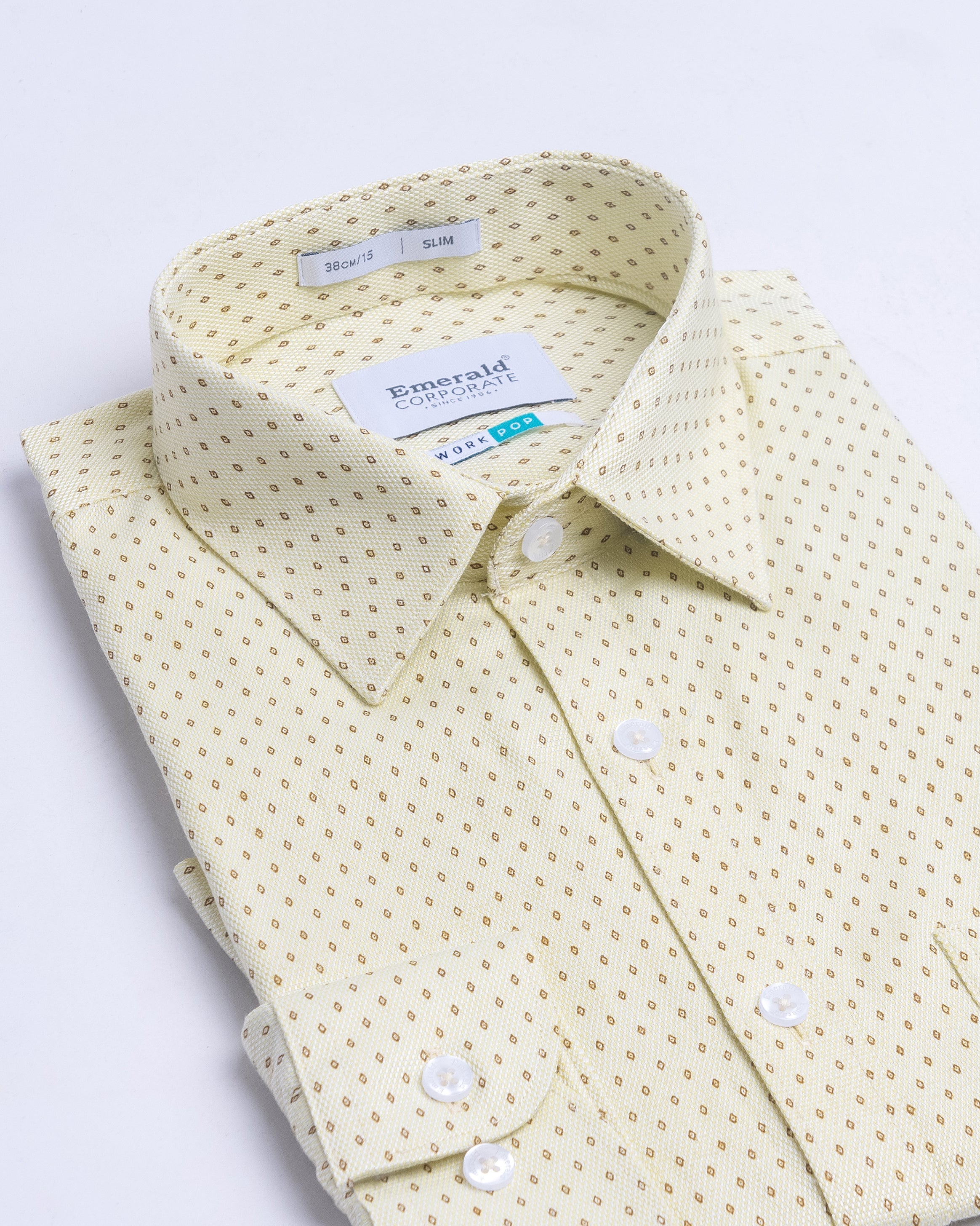 Emerald Corporate Printed Slim Fit-Blazing Yellow