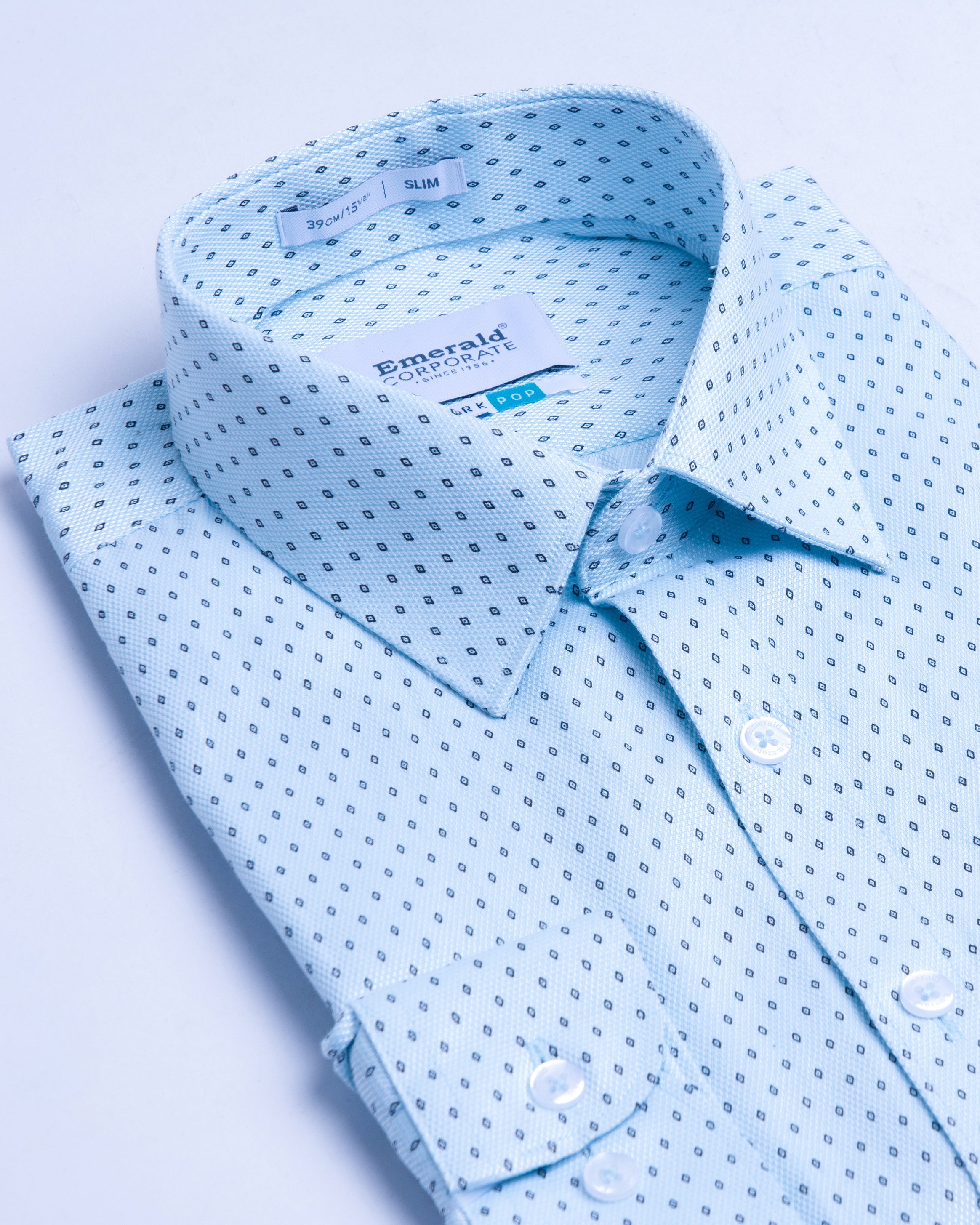 Emerald Corporate Printed Slim Fit-Soothing Sea